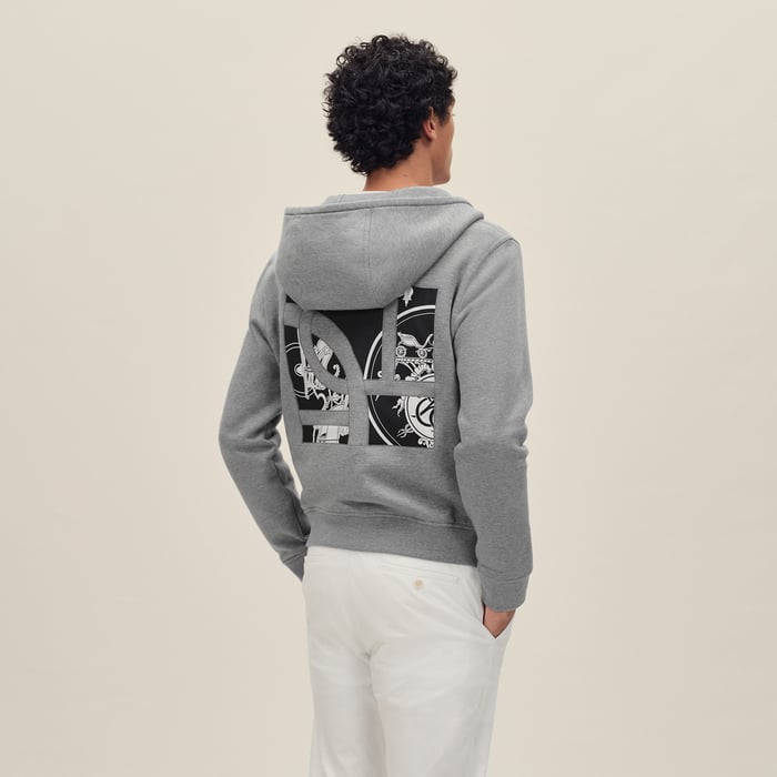 Gris "Ex-libris" Zipped Hooded Sweater