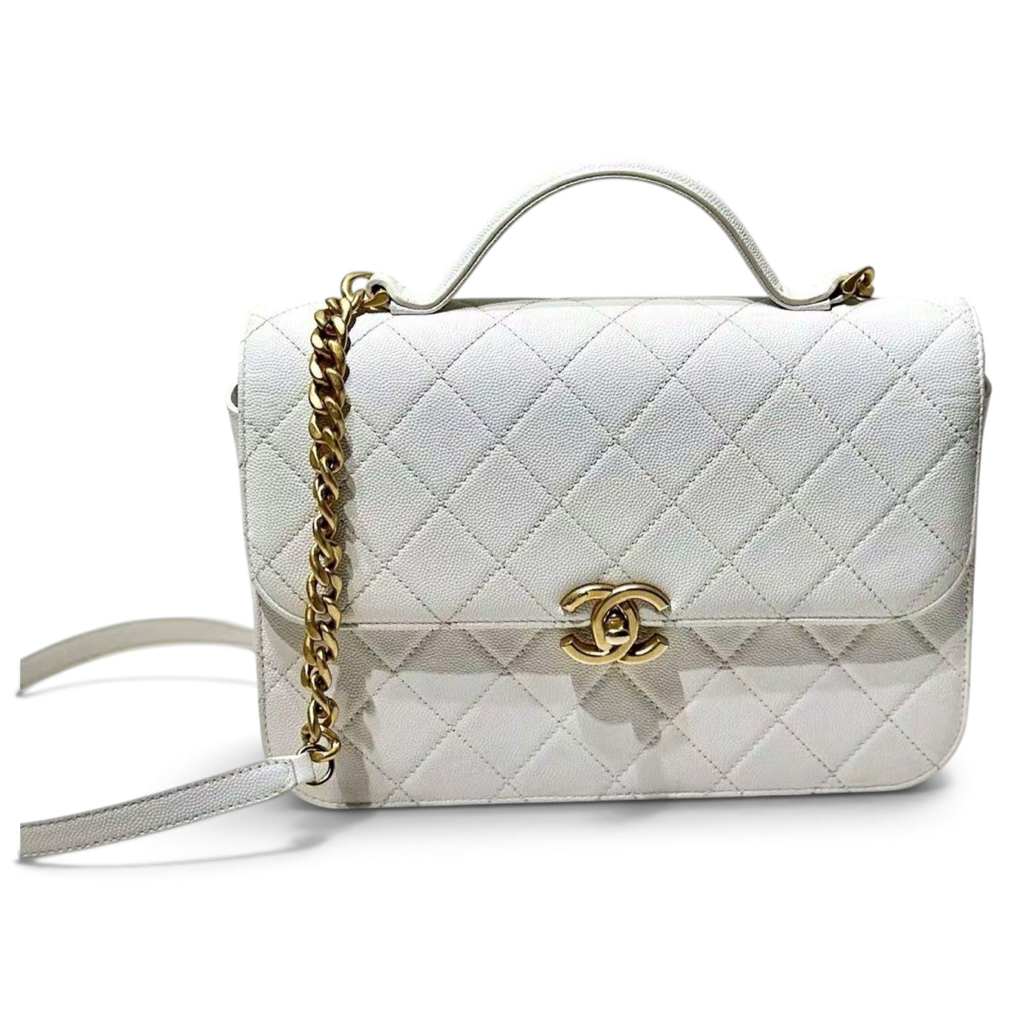Trendy CC Top Handle leather handbag