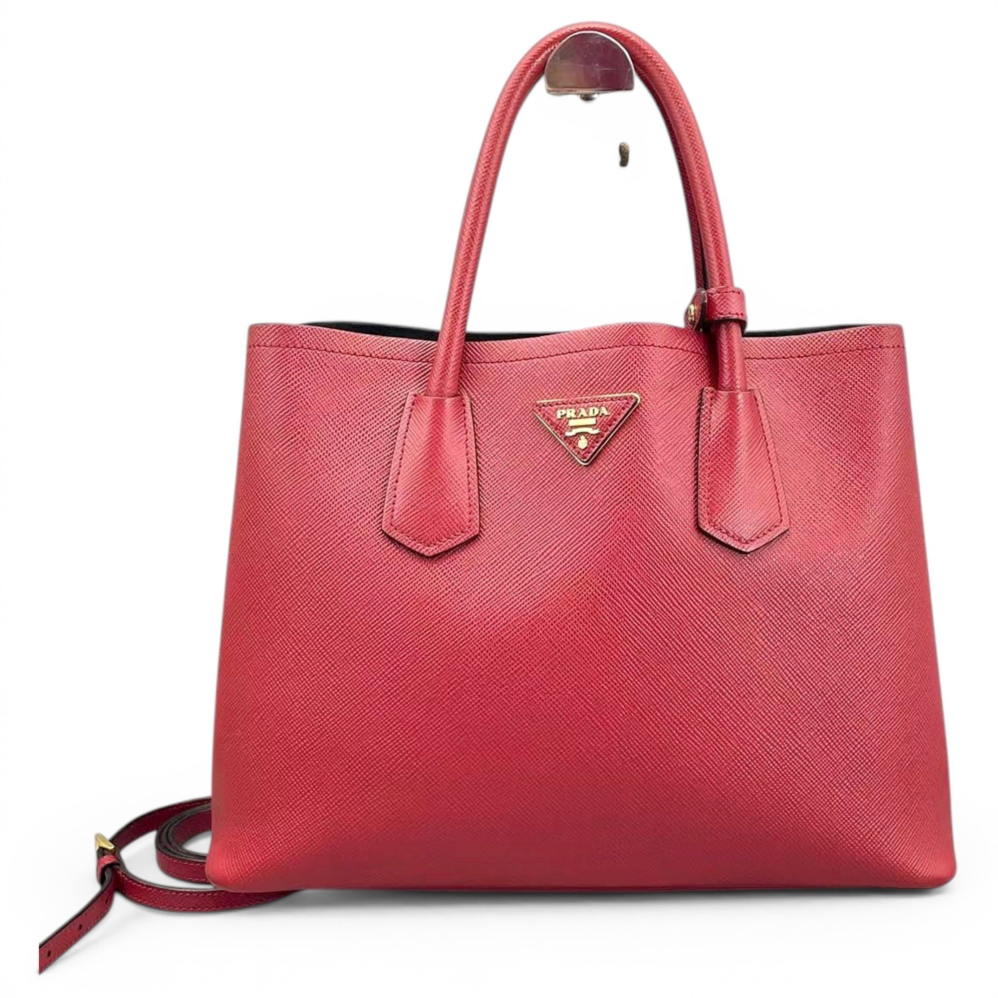Double leather handbag