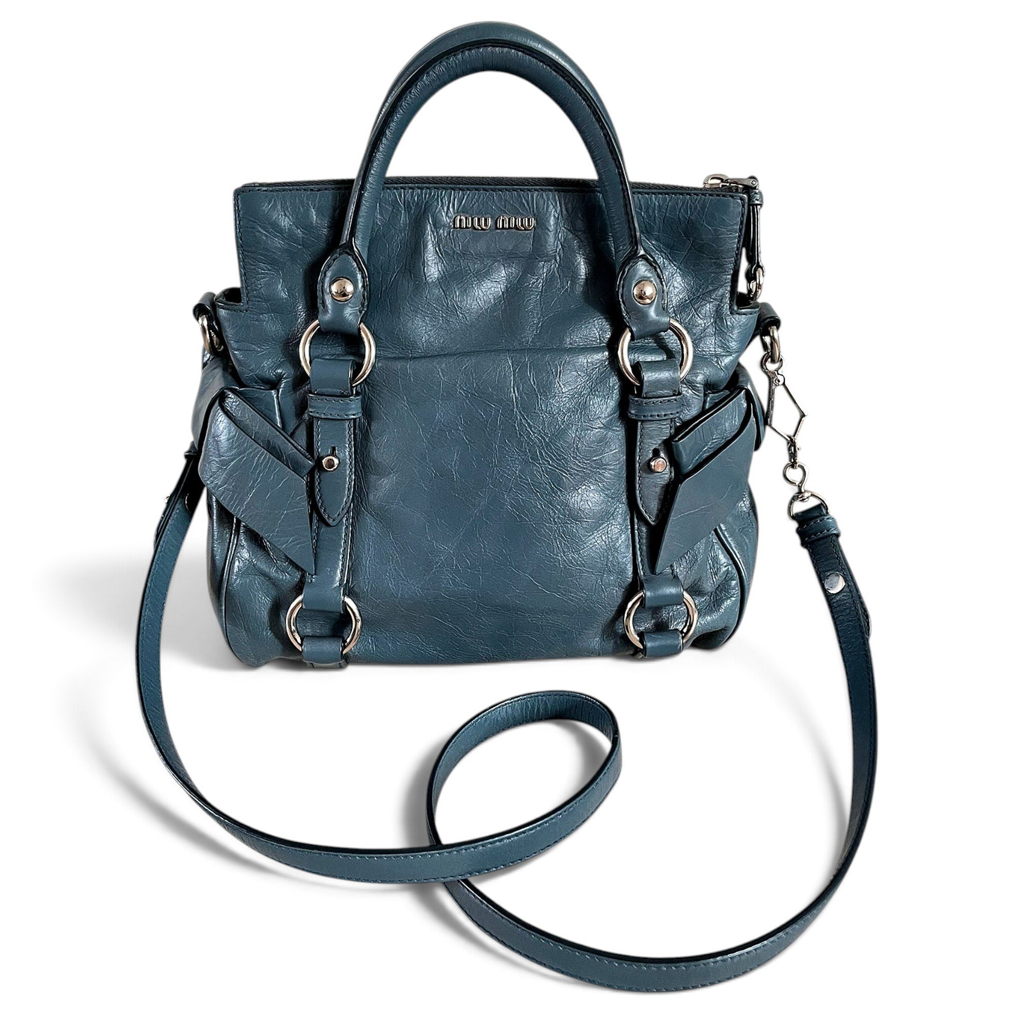 Bow bag leather handbag