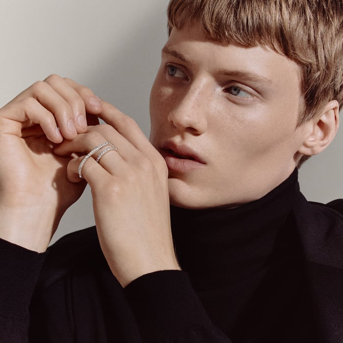 Sans Coloris Hermès Clou d'H Double Ring