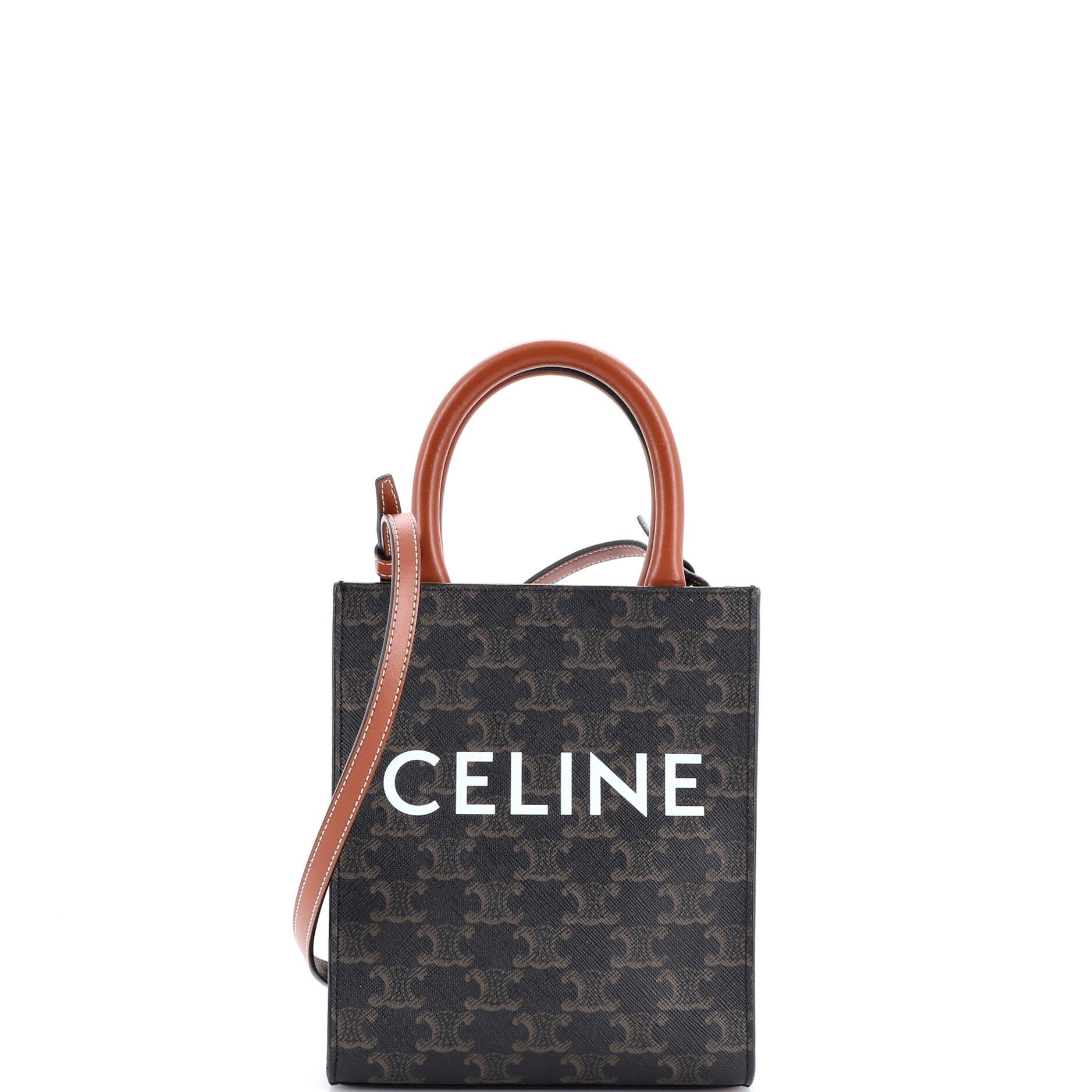 Celine Vertical Cabas Tote Triomphe Coated Canvas Mini