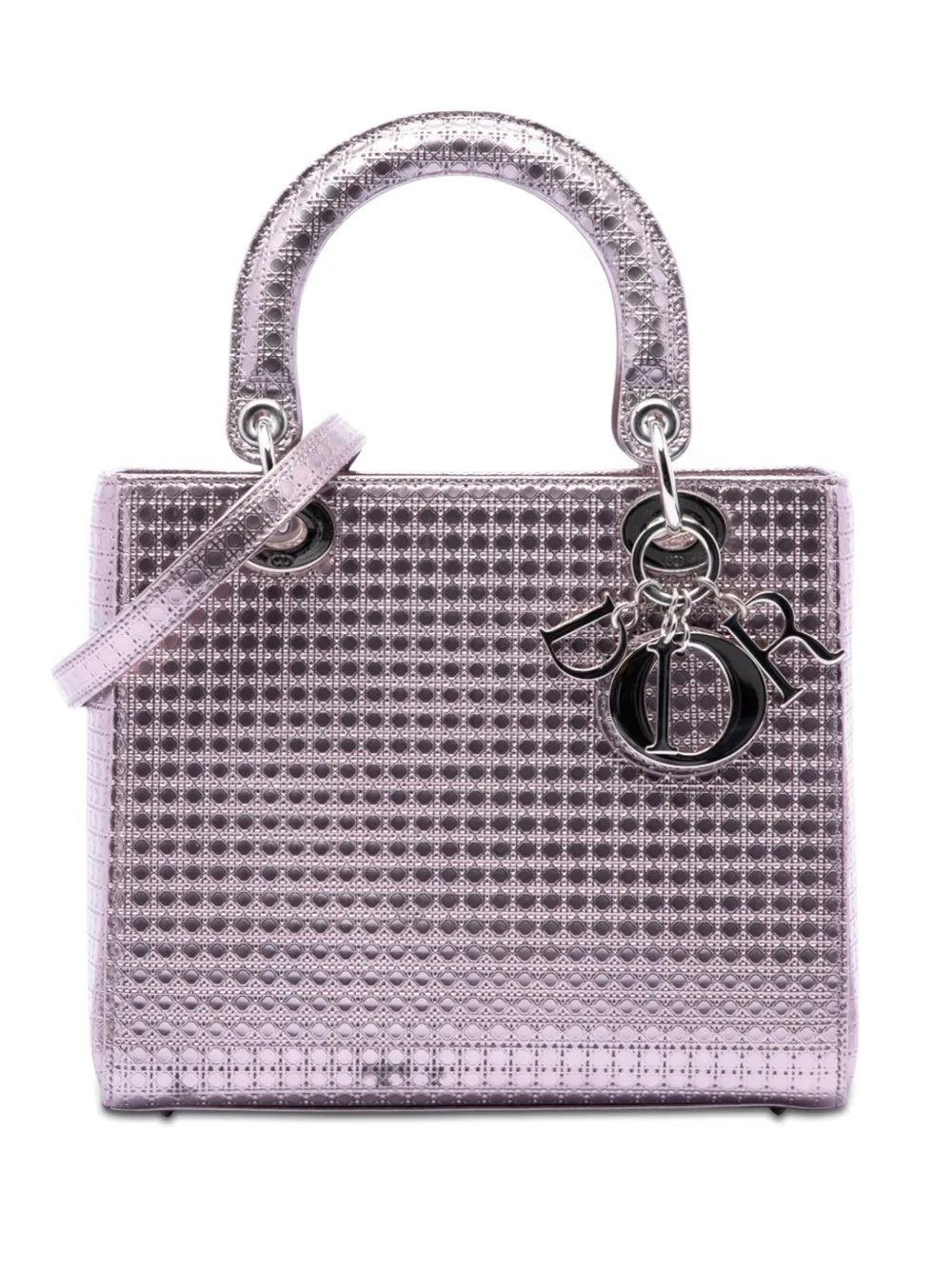2015 Medium Metallic Patent Microcannage Lady Dior satchel
