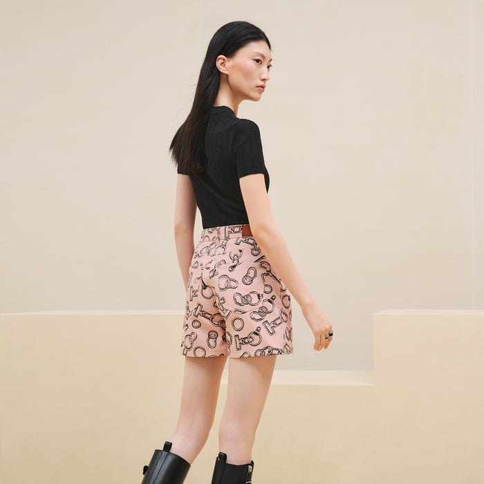 Rose Quartz "Effet Kaleidoscope Finesse" Denim Shorts