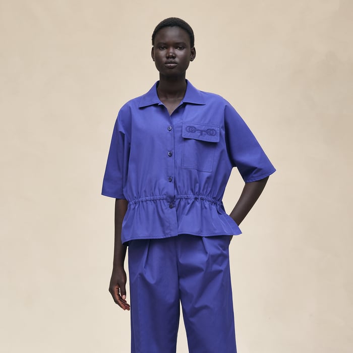 Bleu Roi Embroidered Beach Shirt