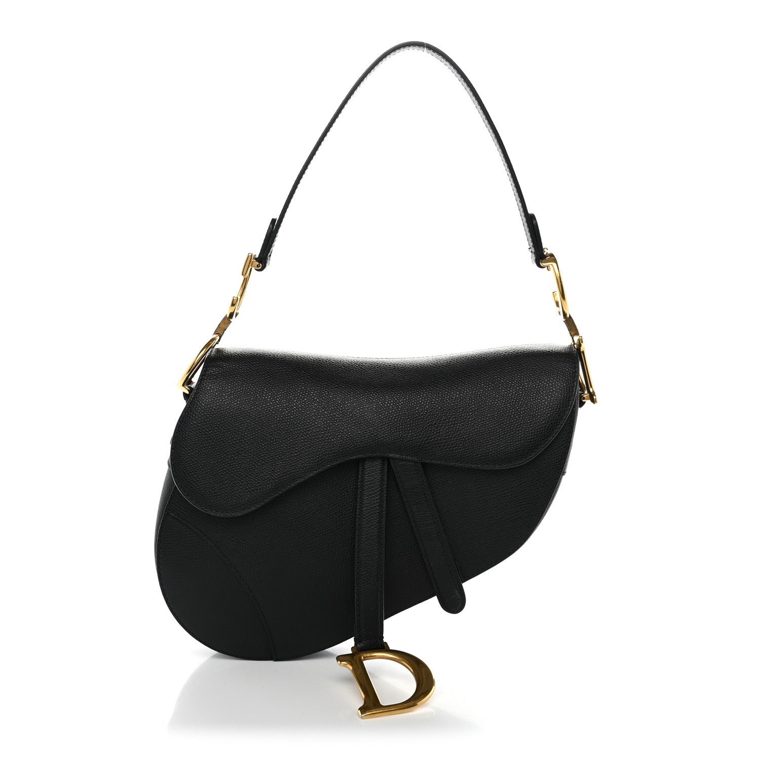 Christian Dior Grained Calfskin Saddle Bag Black