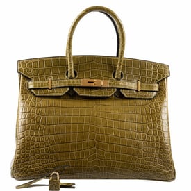 Hermes Hermès Birkin 35 Matte Vert Veronese Porosus Crocodile Gold Hardware