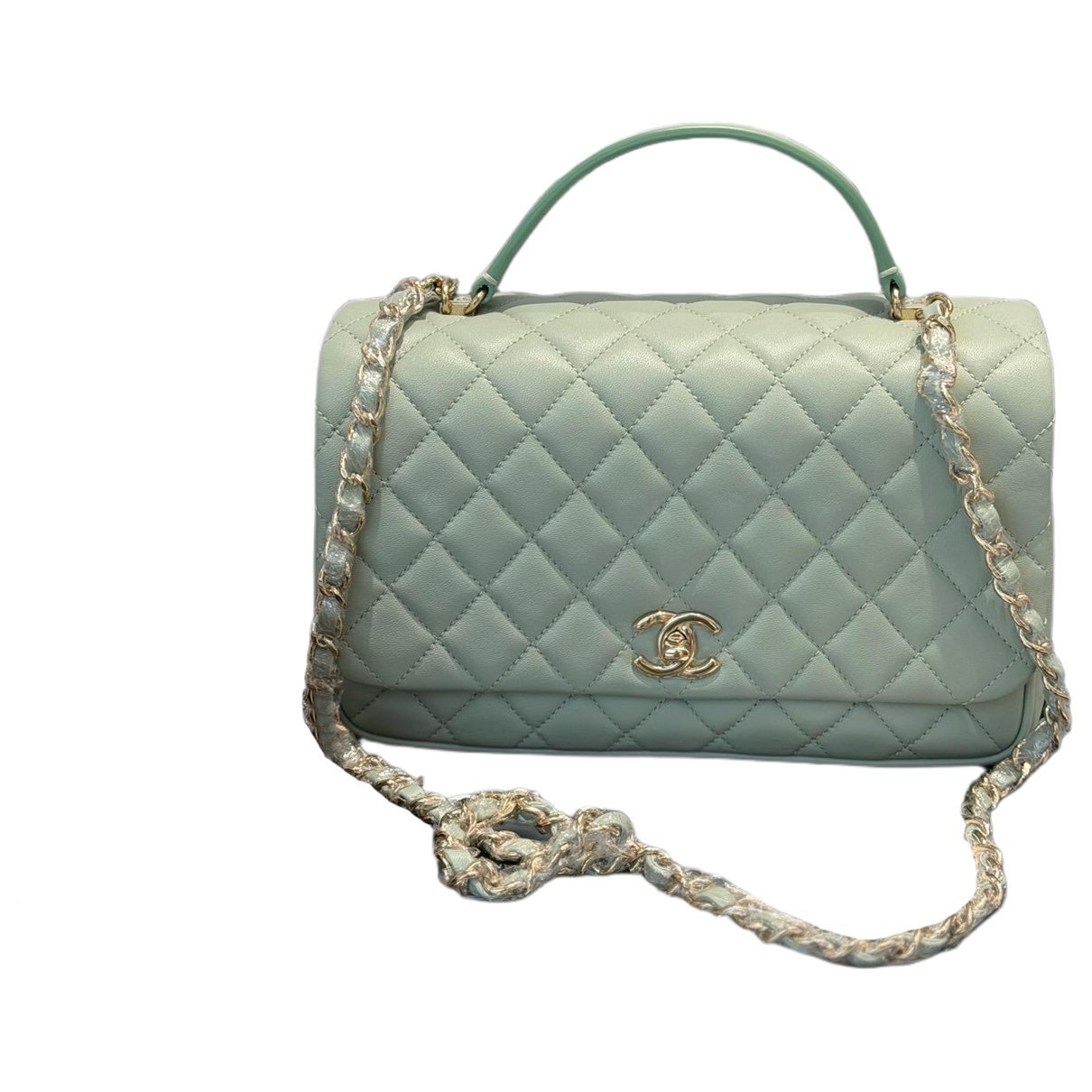 Trendy CC Top Handle leather handbag