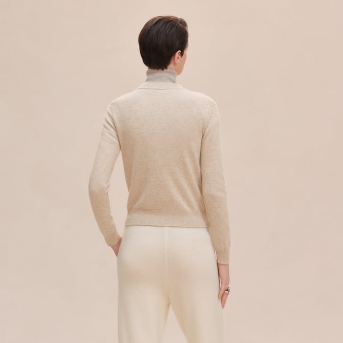 Beige Naturel Pull Manches Longues Motif « h Lift »