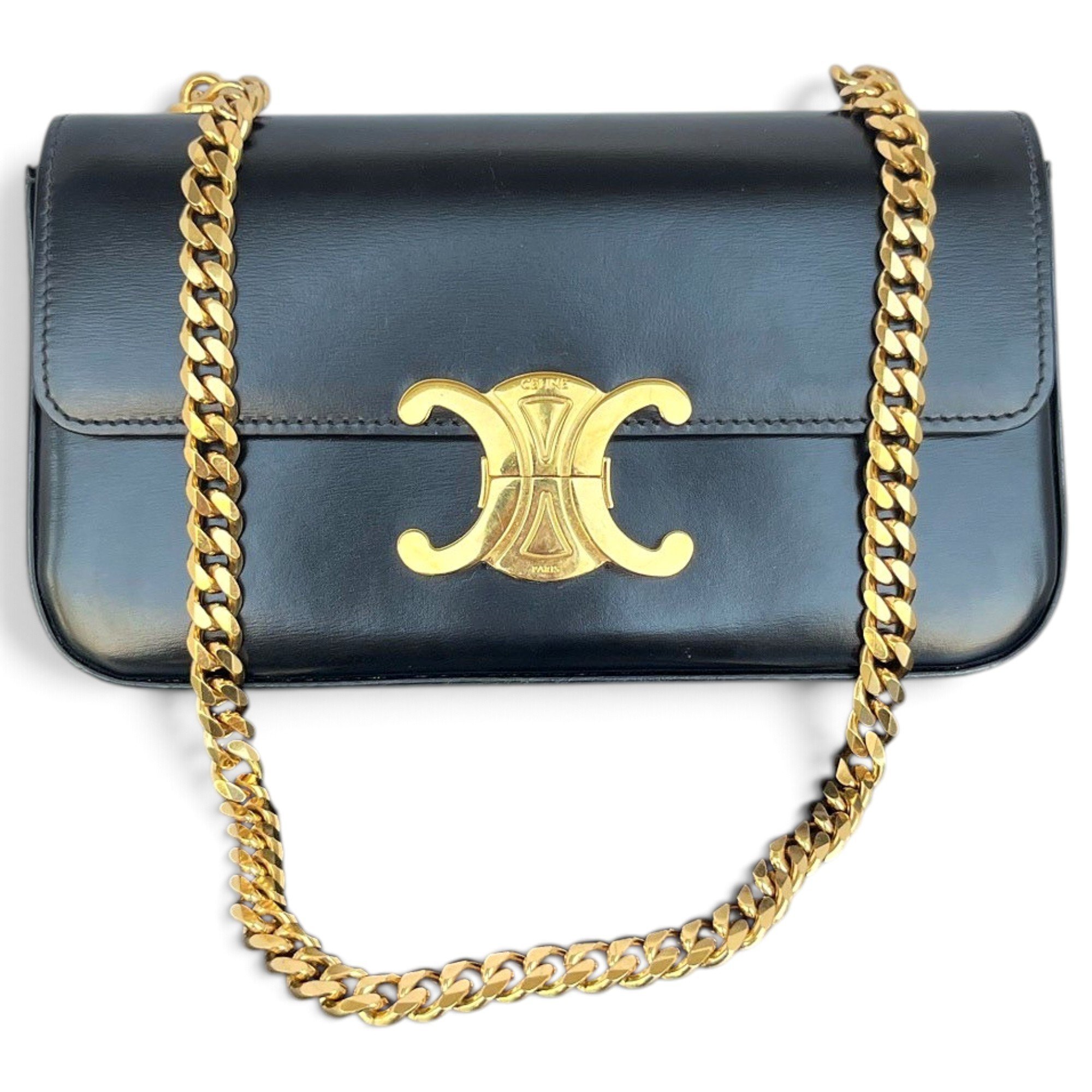 Triomphe chain leather handbag