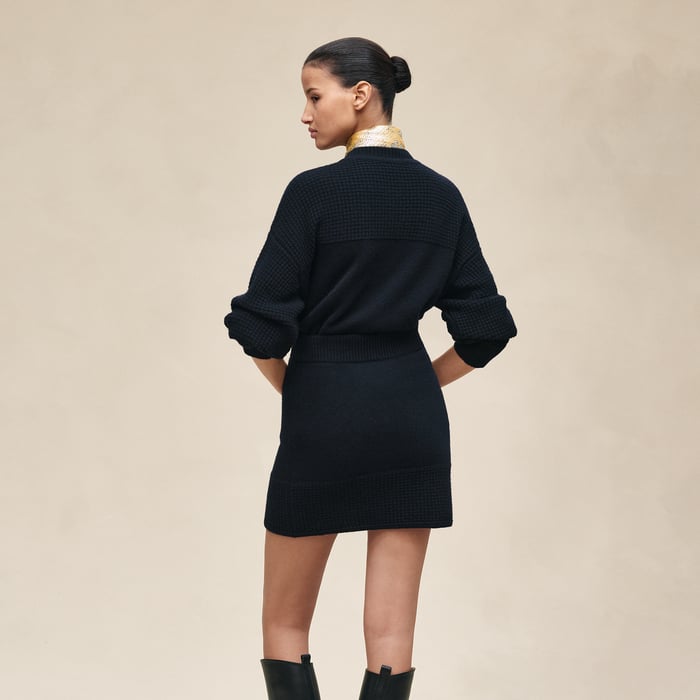 Bleu Noir Cashmere Short Skirt