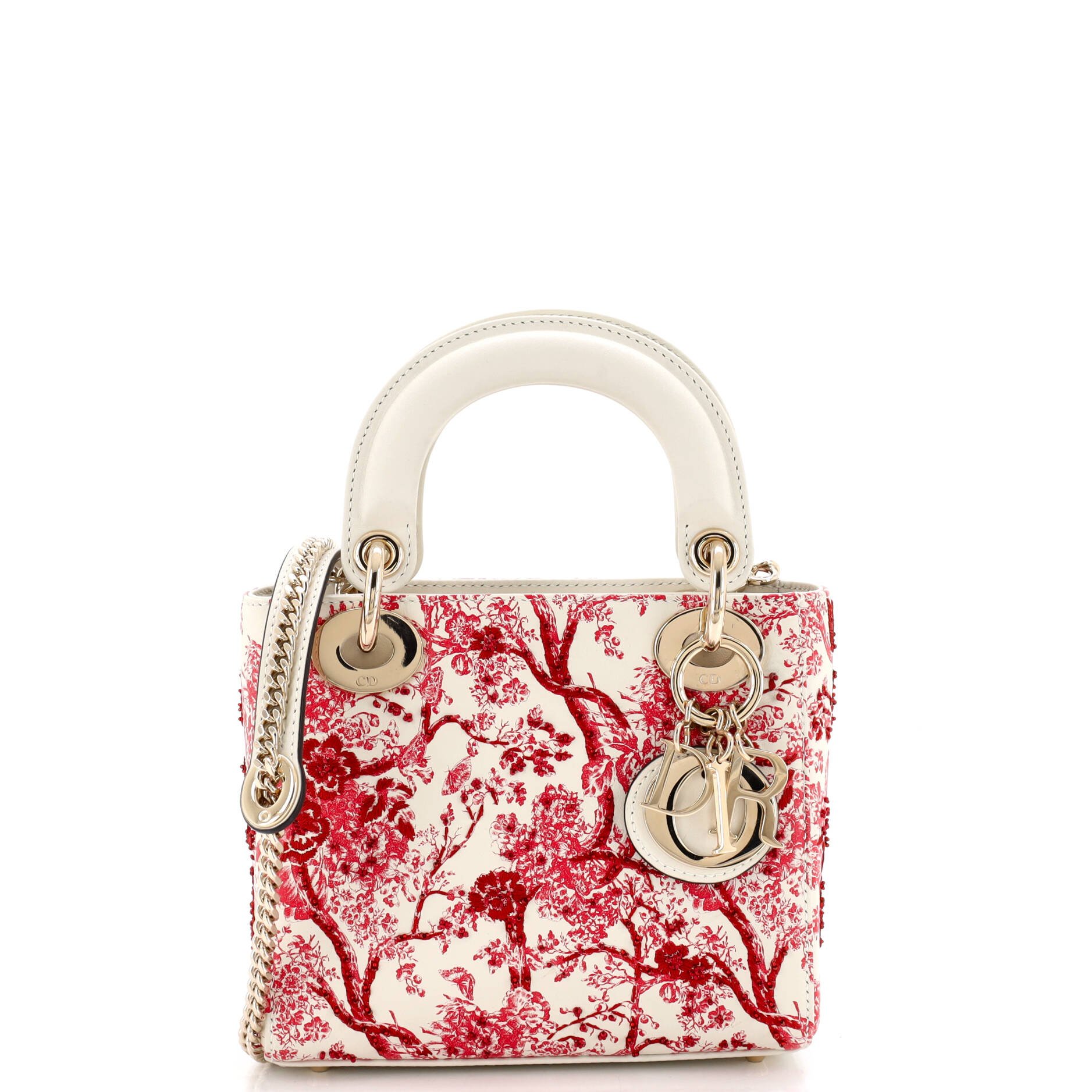 Lady Dior Chain Bag Embroidered Calfskin Mini