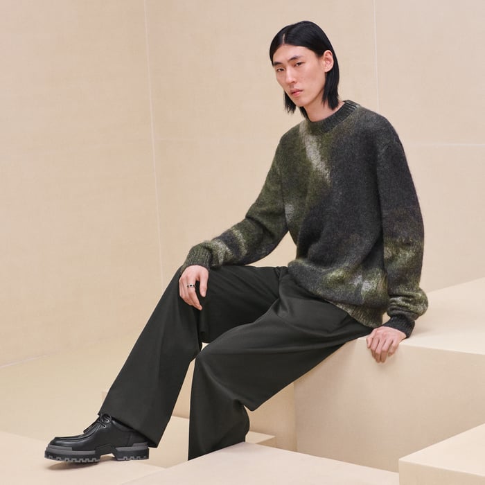 Kaki "Reflets Equestres" Crewneck Sweater