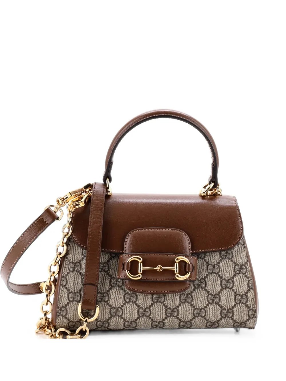 Horsebit 1955 Top Handle Flap Bag GG Coated Canvas and Leather Mini satchel