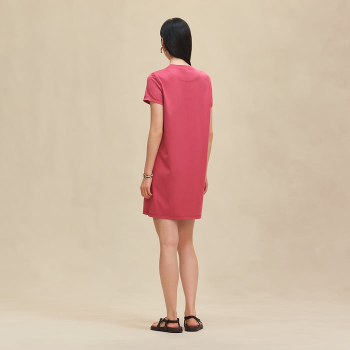 Rose Framboise Embroidered Pocket Dress