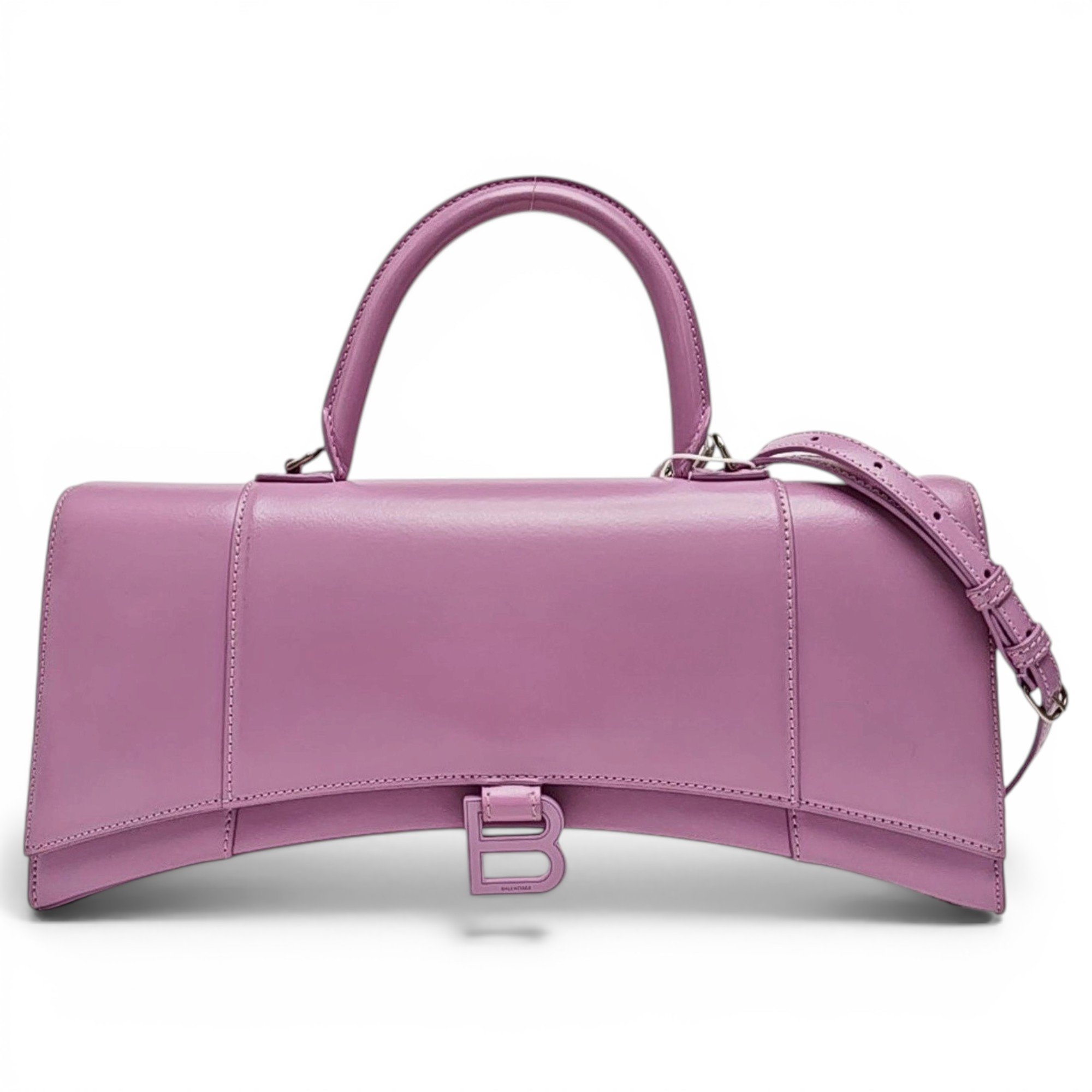 Hourglass leather handbag
