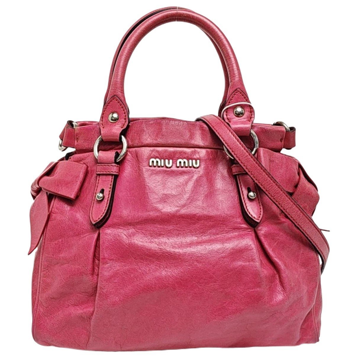 Bow bag leather handbag