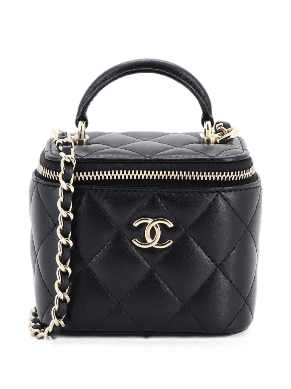 Classic Top Handle Vanity Case with Chain Quilted Lambskin Mini crossbody bag