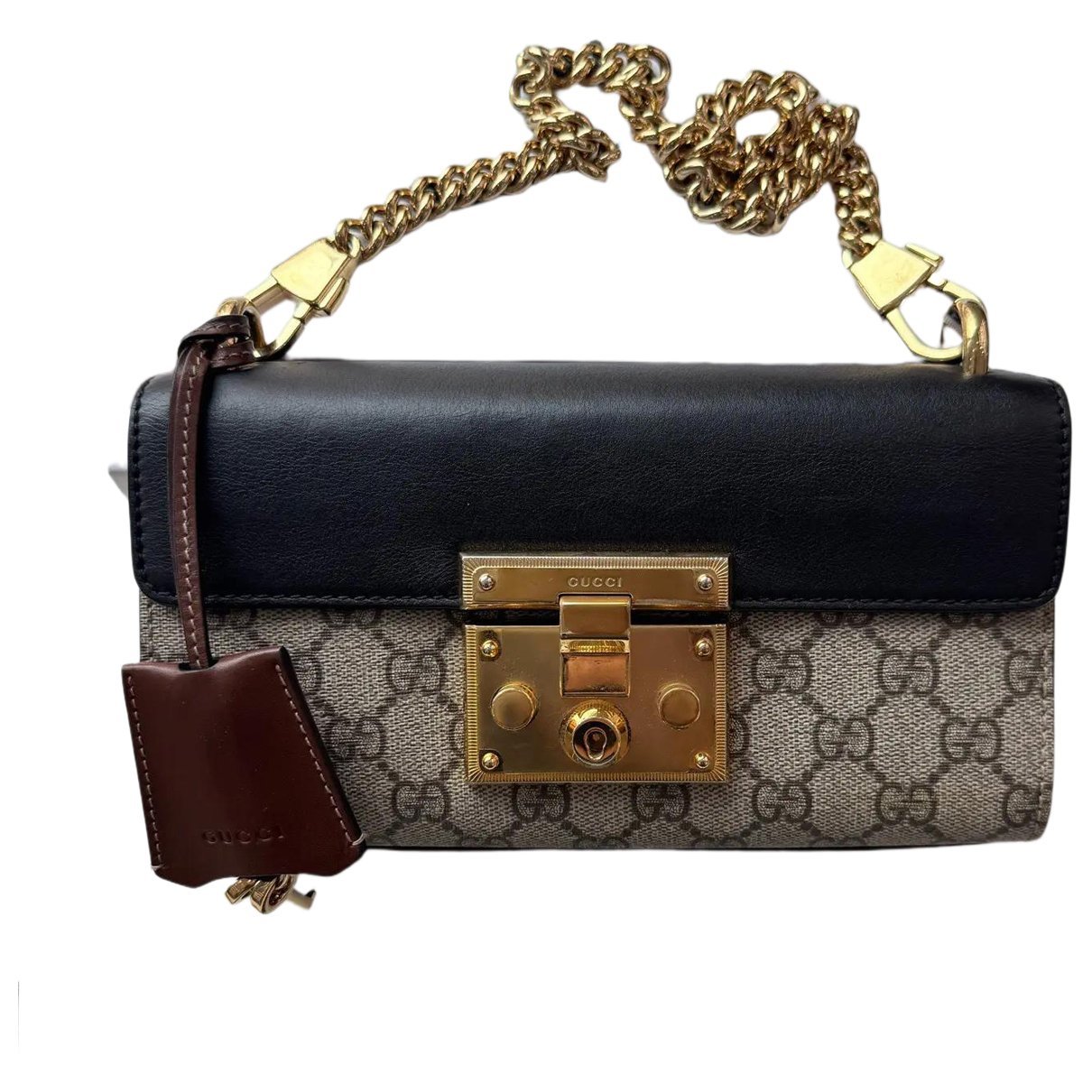 Padlock leather crossbody bag