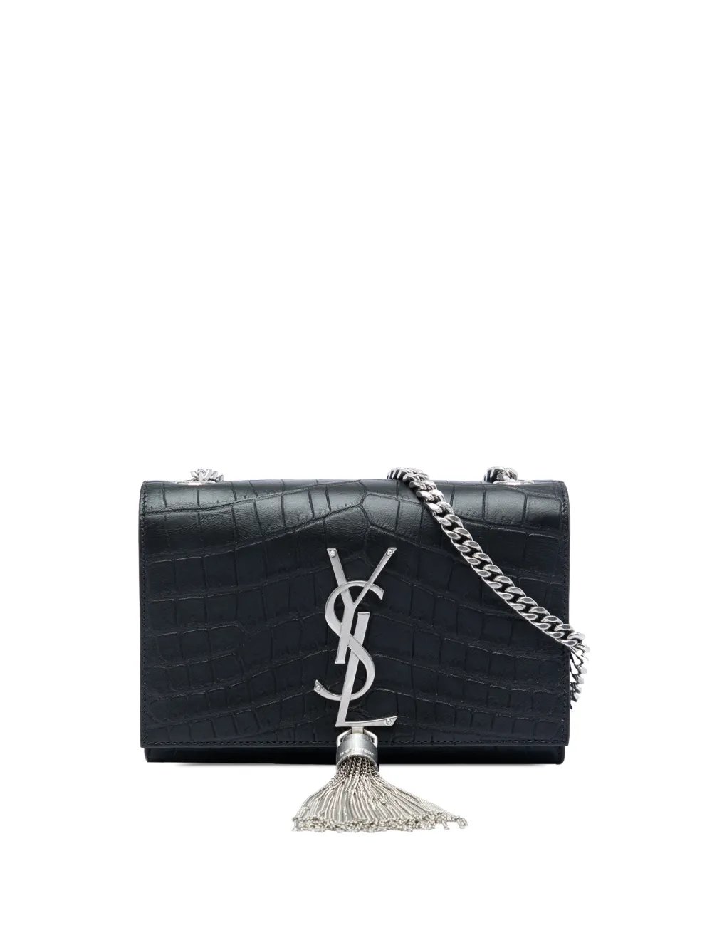 2016 Small Croc Embossed Leather Monogram Kate Tassel crossbody bag