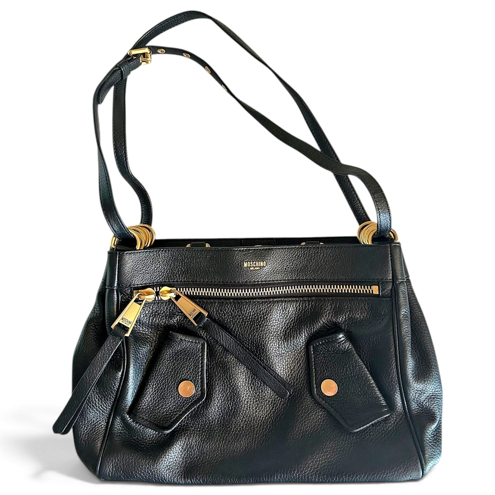 Biker leather handbag