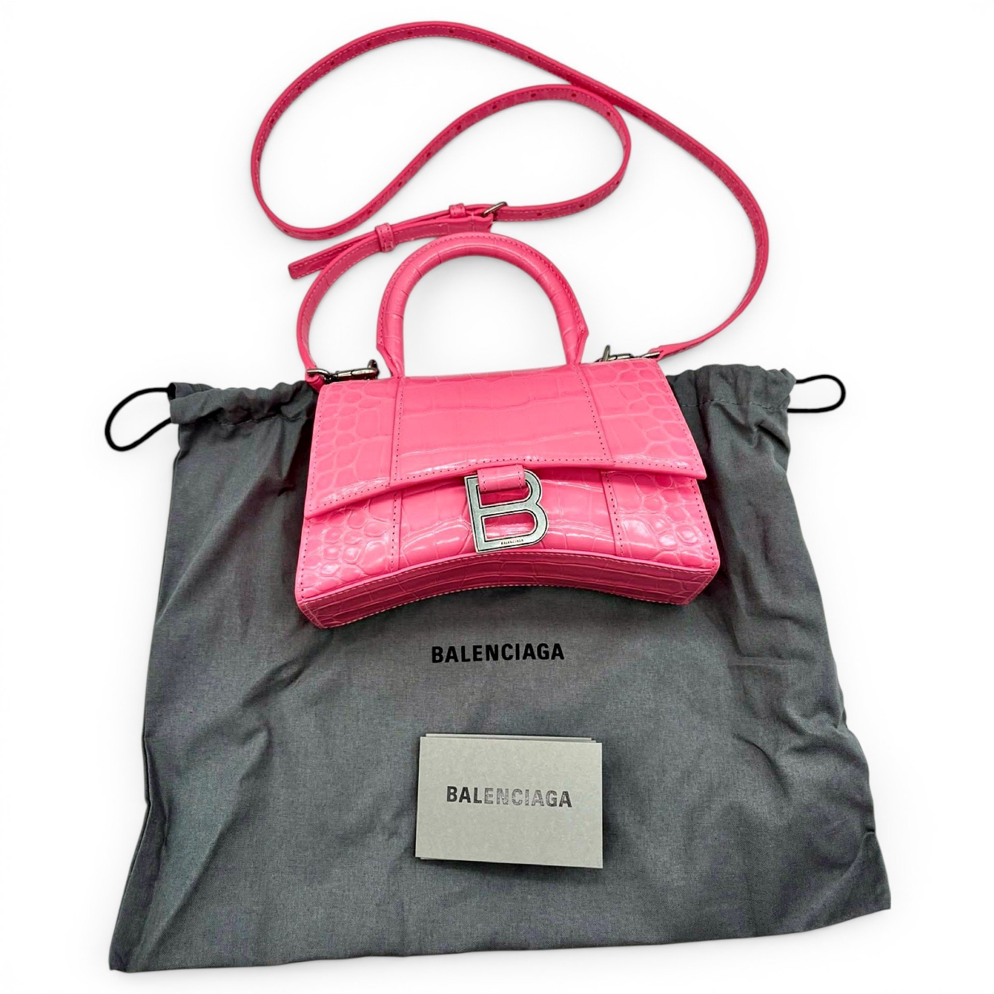 Hourglass leather handbag