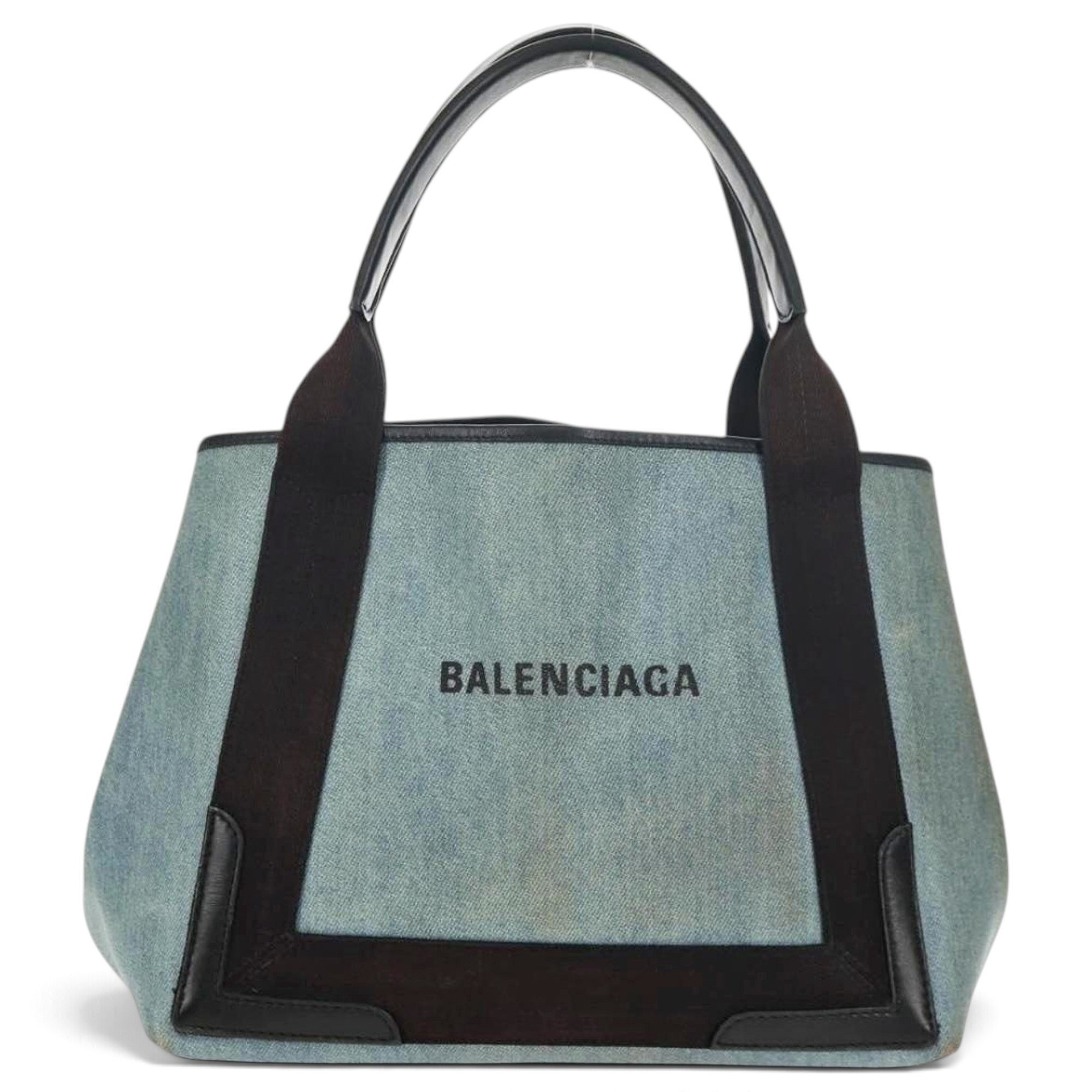 Navy cabas leather handbag