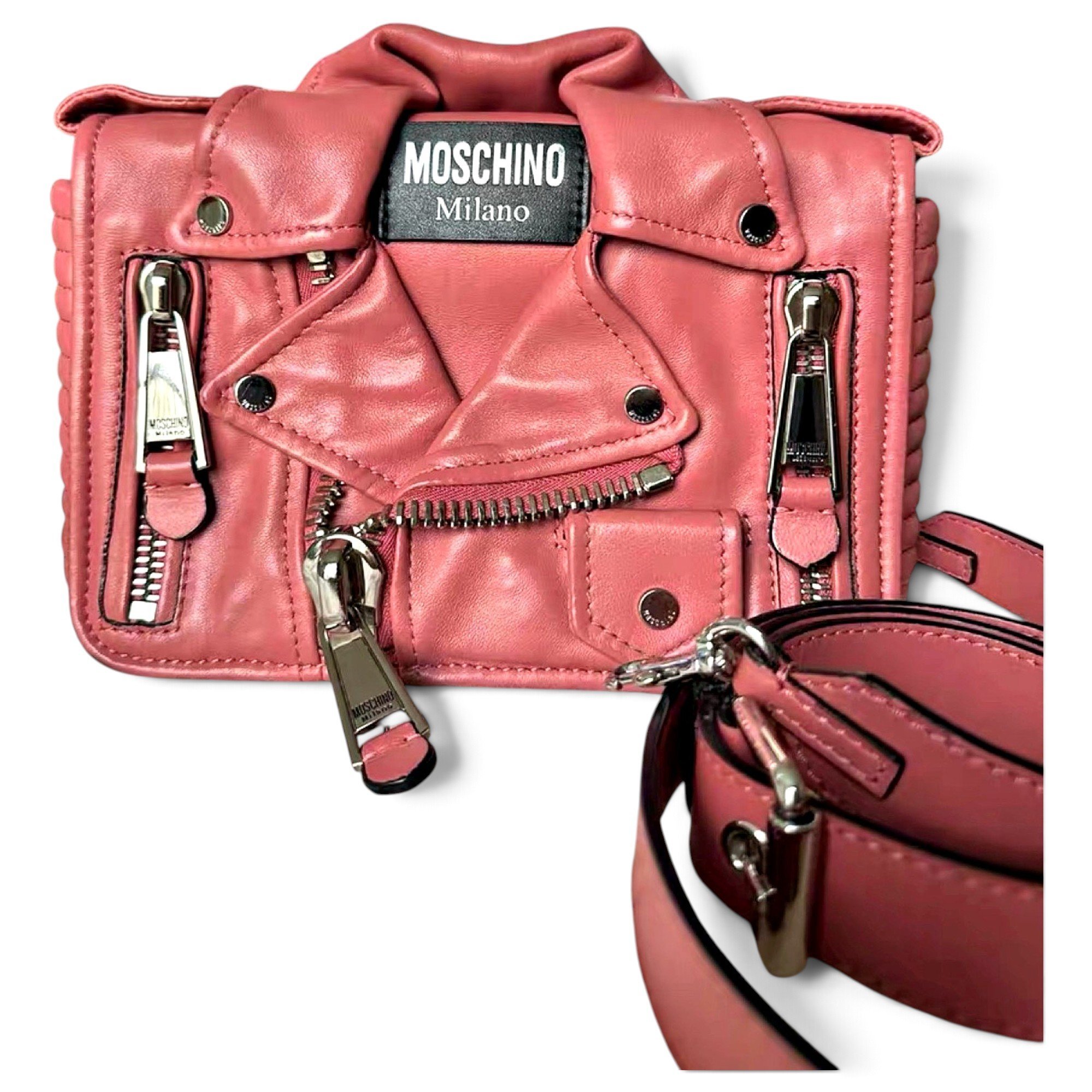 Biker leather crossbody bag