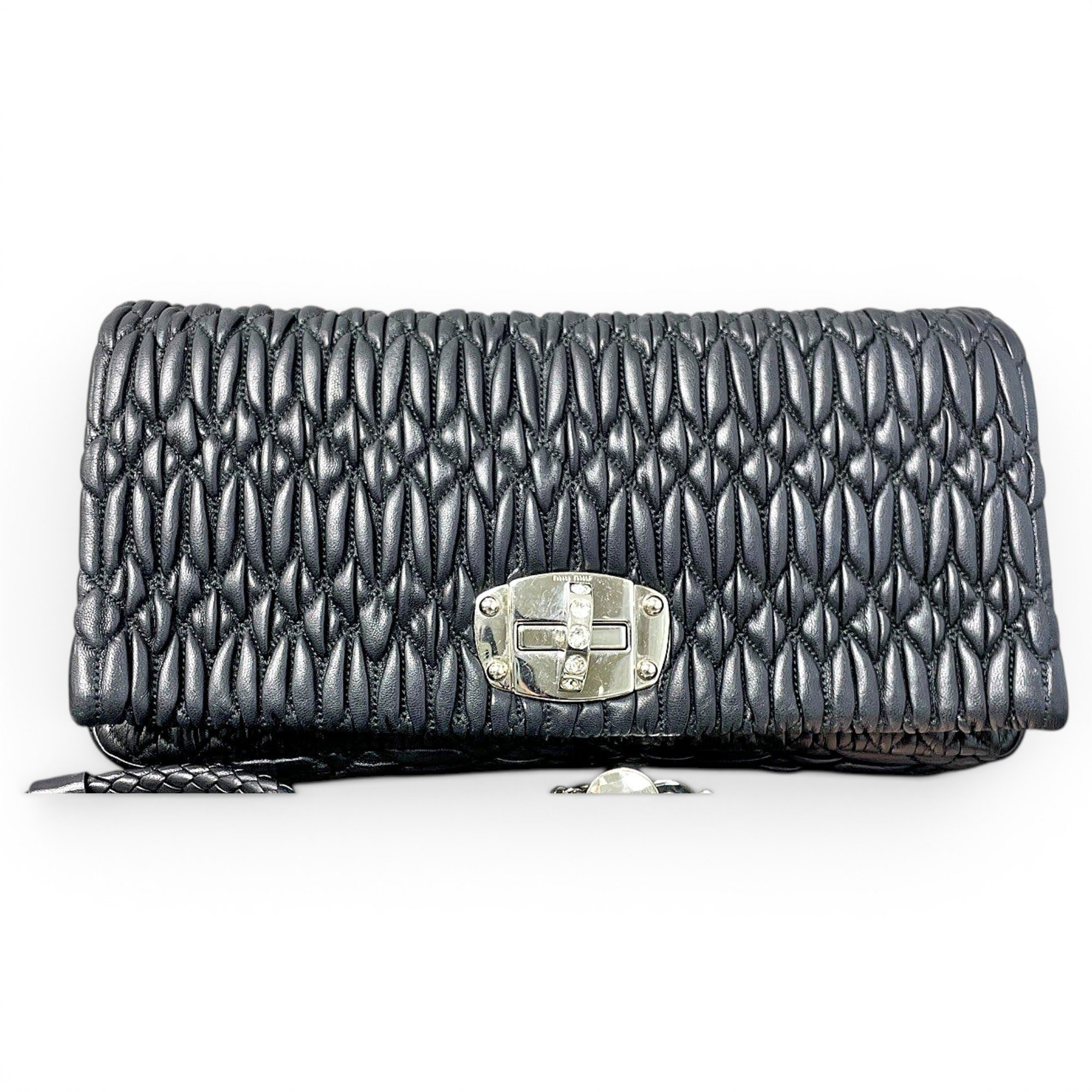 Miu Crystal leather handbag