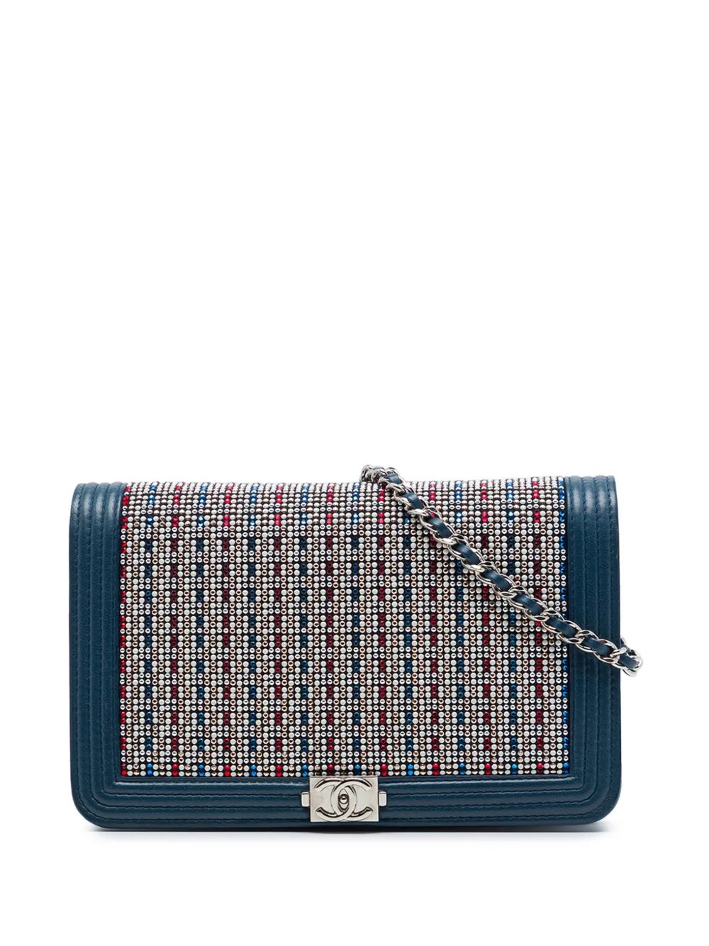 2016-2017 Crystal Embellished Lambskin Boy Wallet On Chain crossbody bag