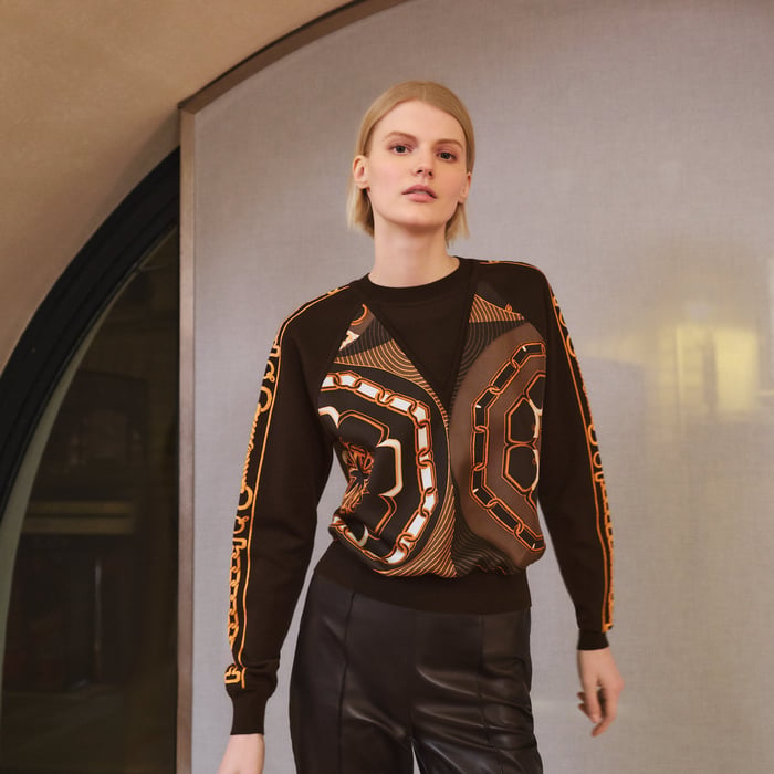 Marron Tarn "Effet Kaleidoscope" Long-sleeve Twillaine Sweater