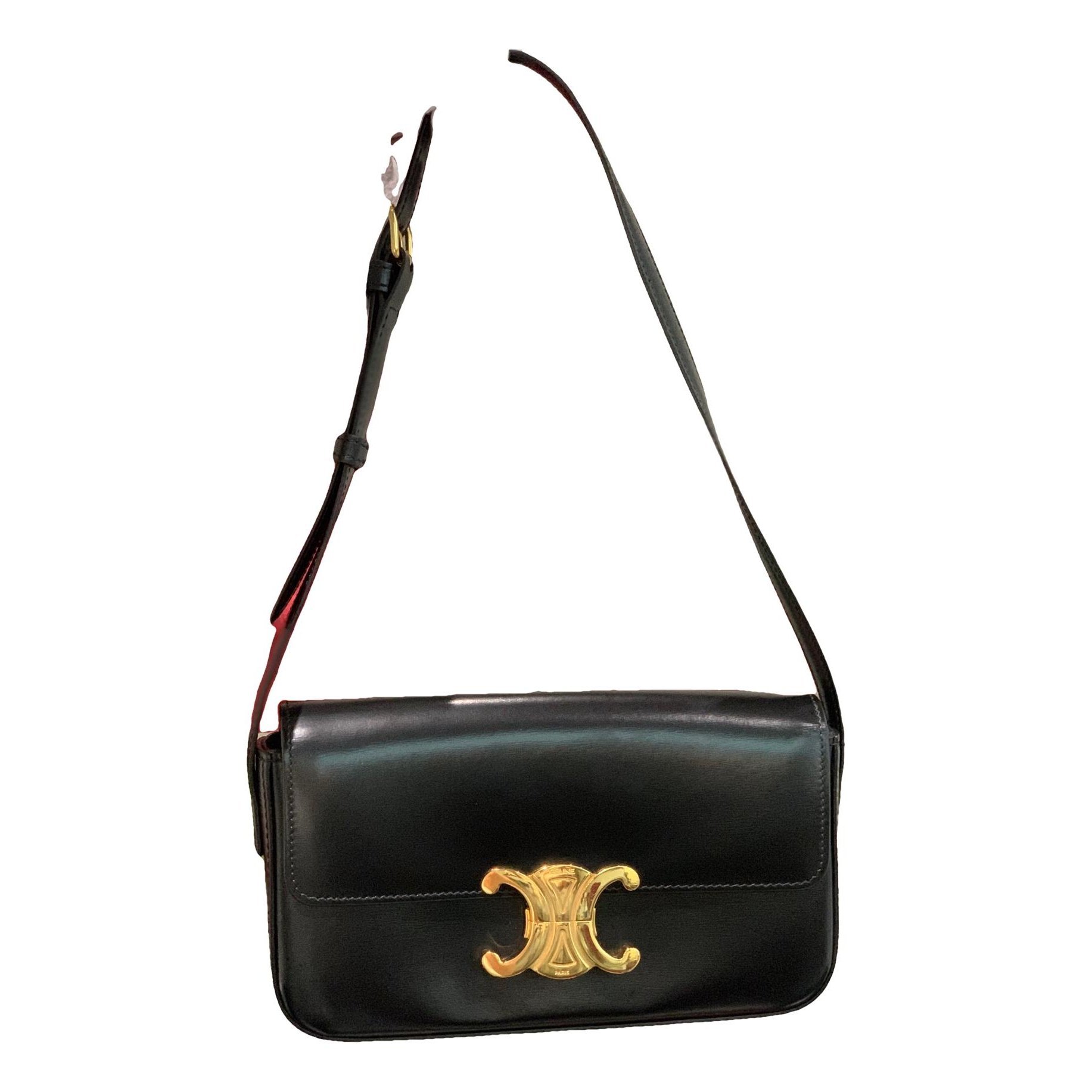 Triomphe chain leather handbag