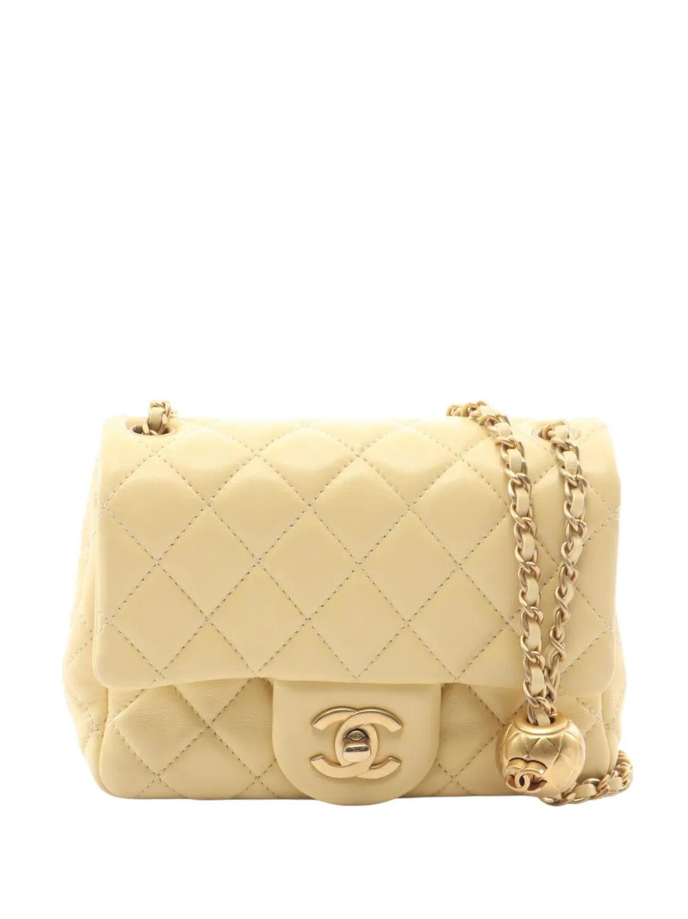 2020 Mini Square Classic Lambskin Pearl Crush Single Flap crossbody bag