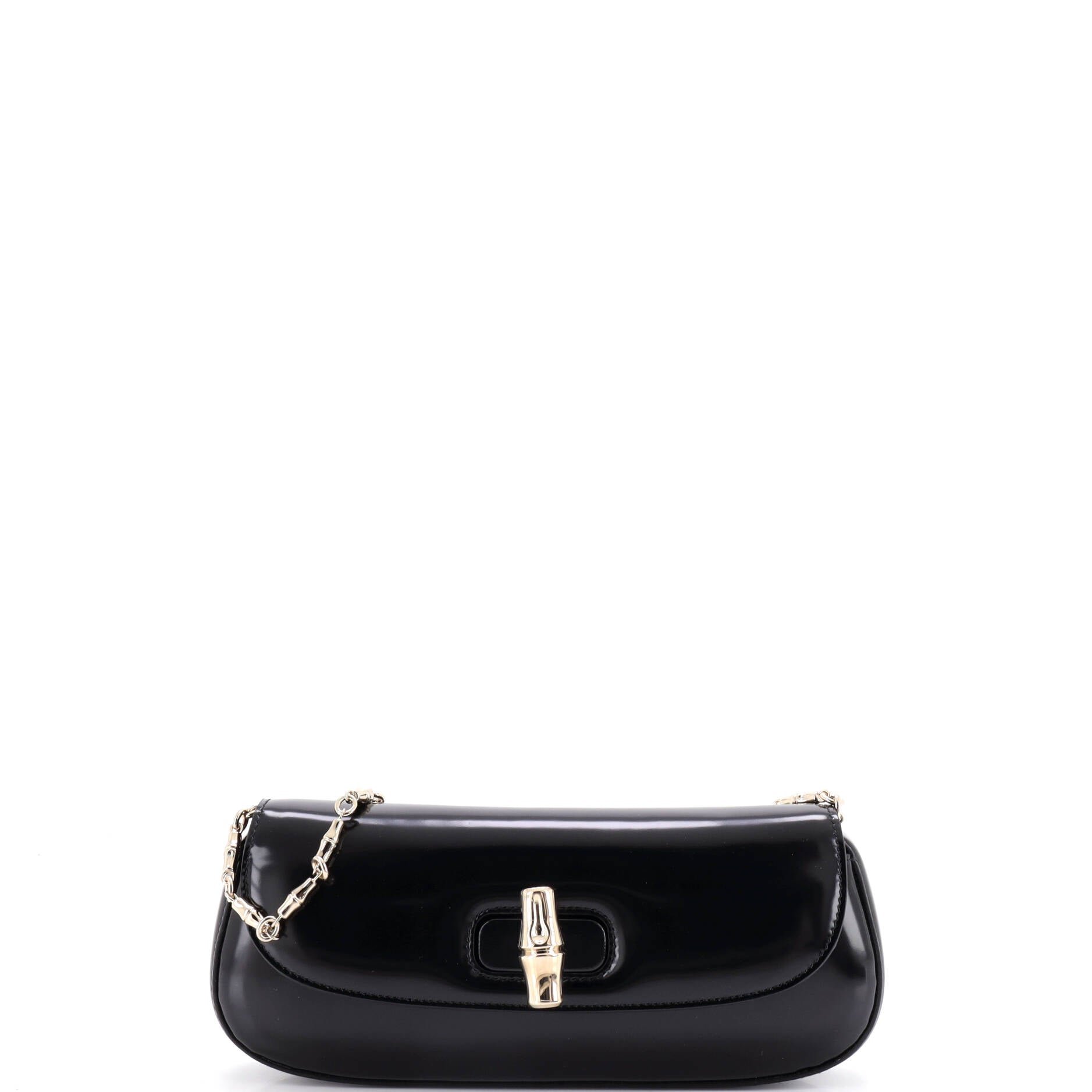 Bamboo Night Chain Clutch Leather