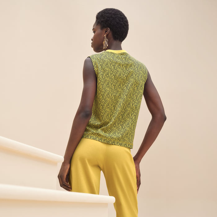 Jaune Impérial "Naoussa Chaine" Sleeveless Maxi T-shirt