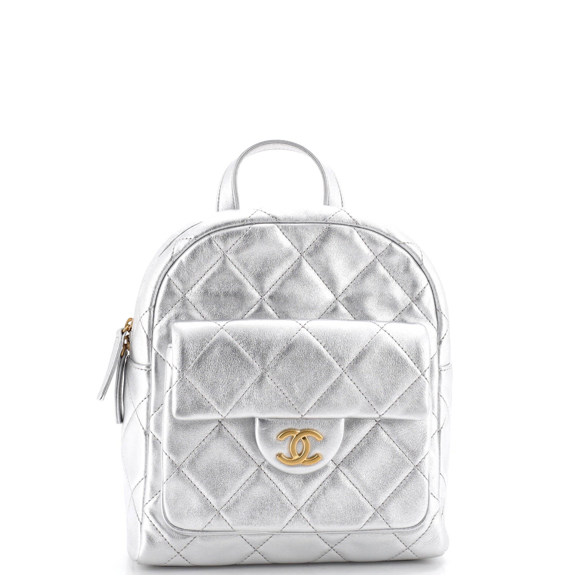 Coco Neige Pocket Backpack Quilted Metallic Lambskin