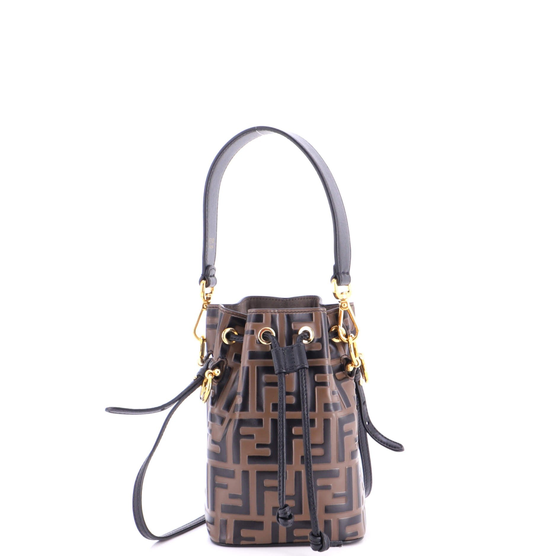 Mon Tresor Bucket Bag Zucca Embossed Leather Mini