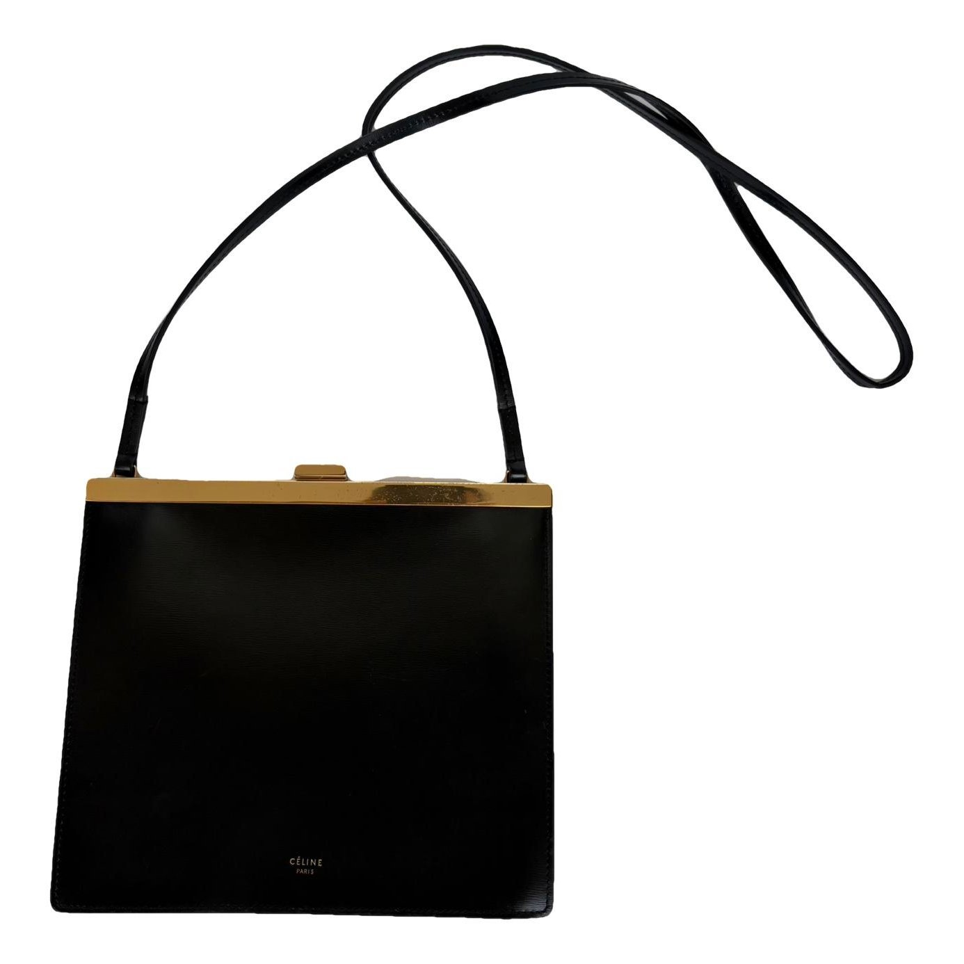 Clasp leather handbag