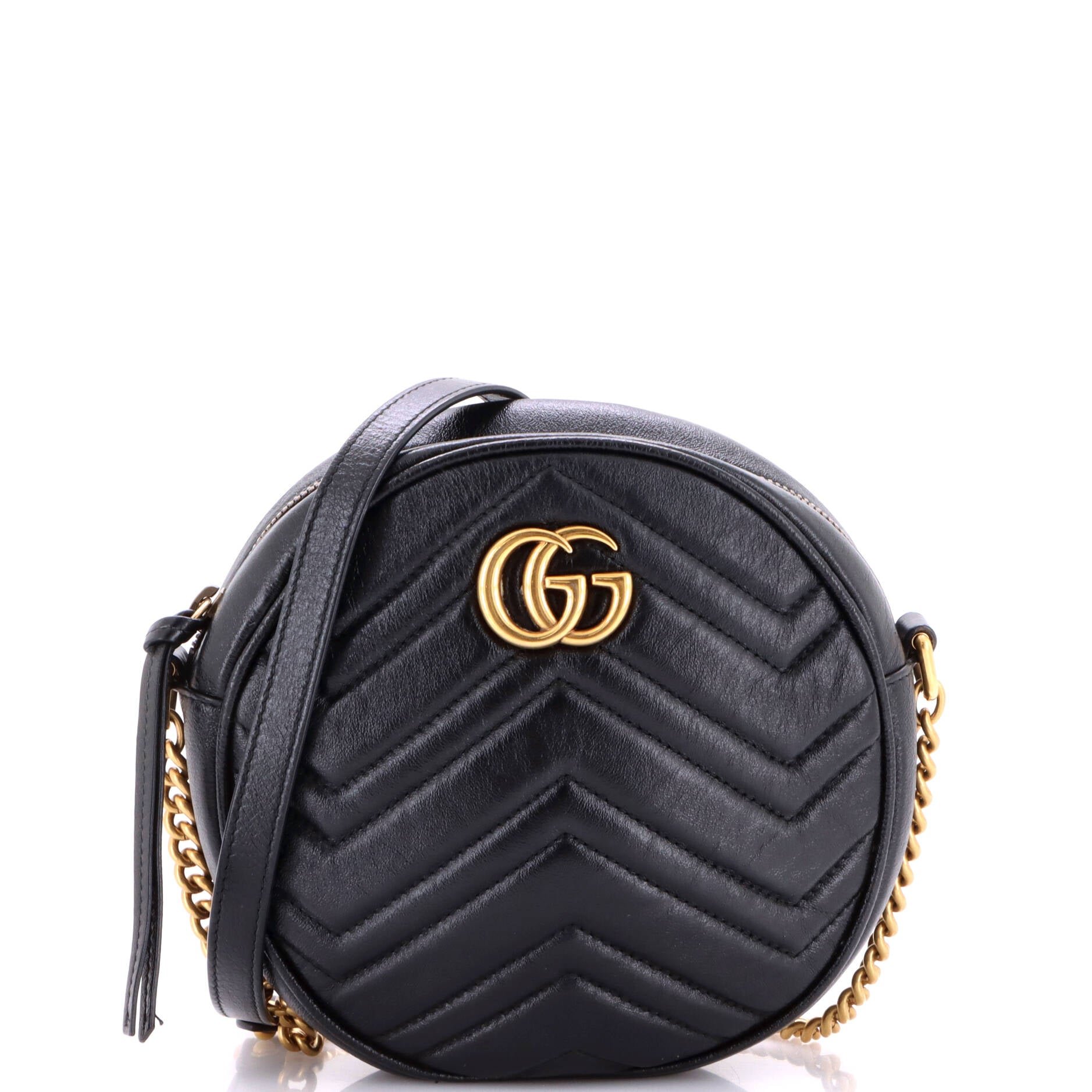 GG Marmont Round Shoulder Bag Matelasse Leather Mini