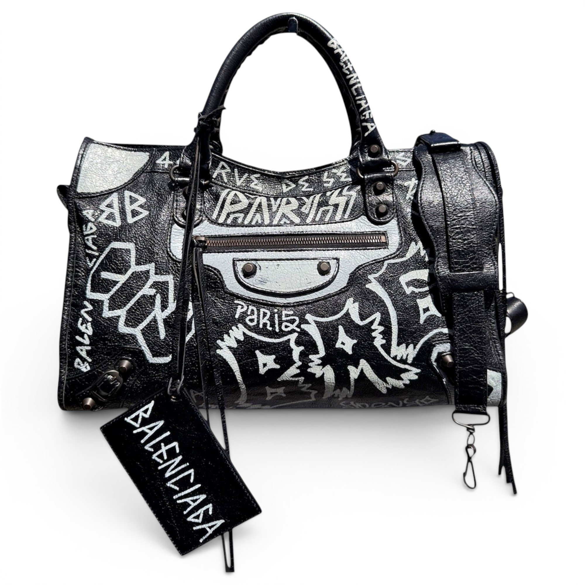 City leather handbag