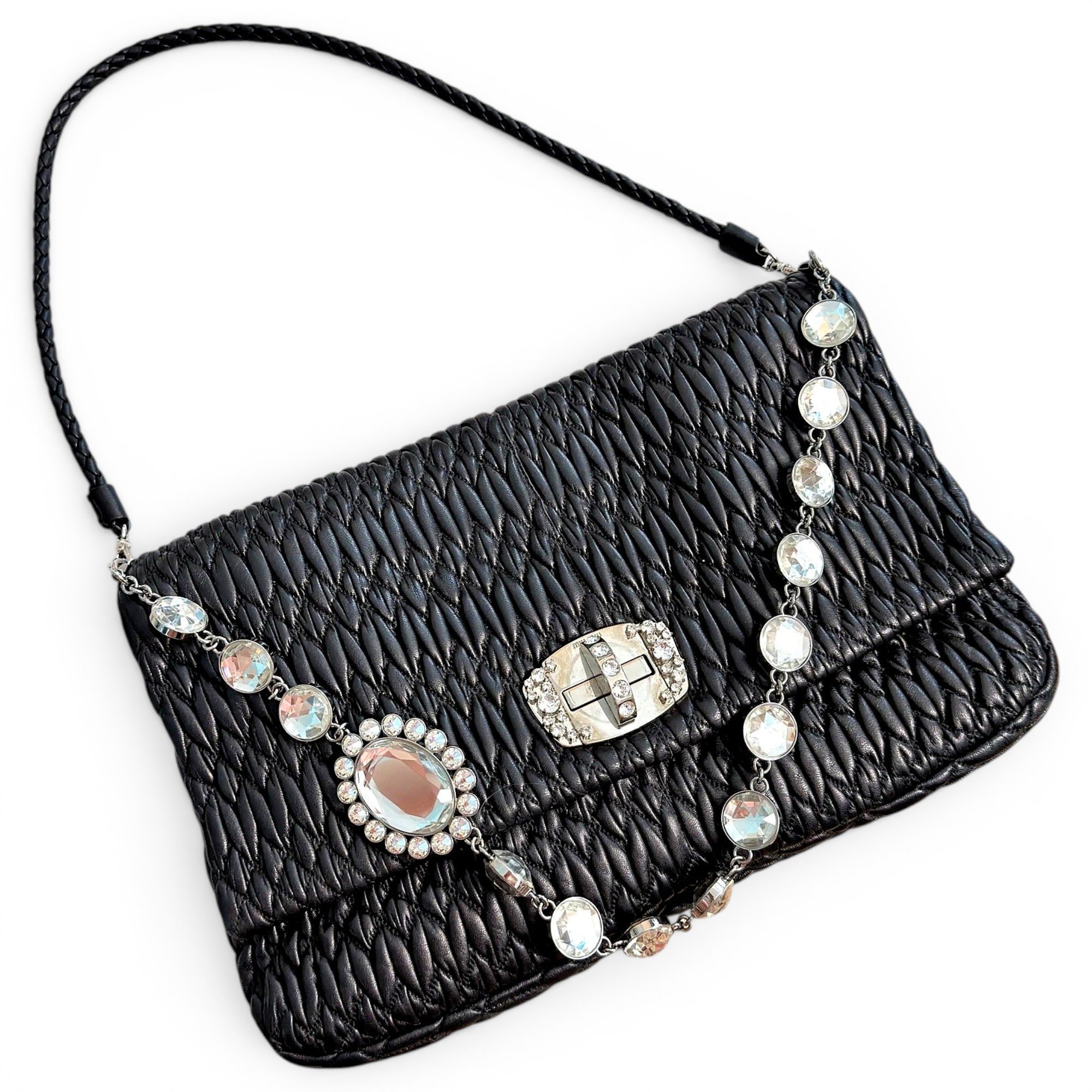 Miu Crystal leather handbag