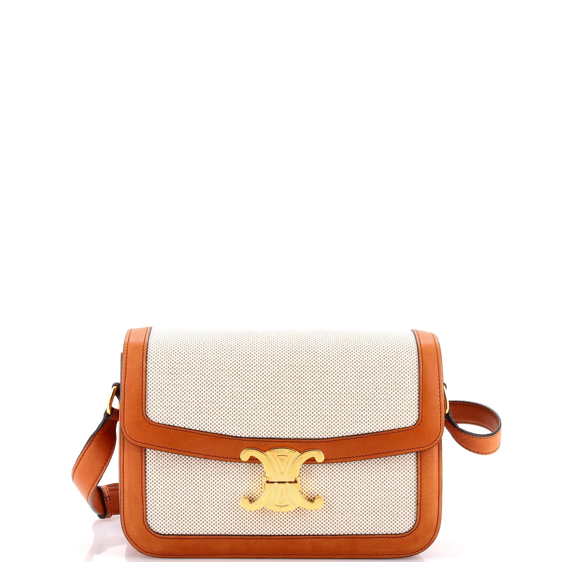 Triomphe Shoulder Bag Canvas with Leather Medium
