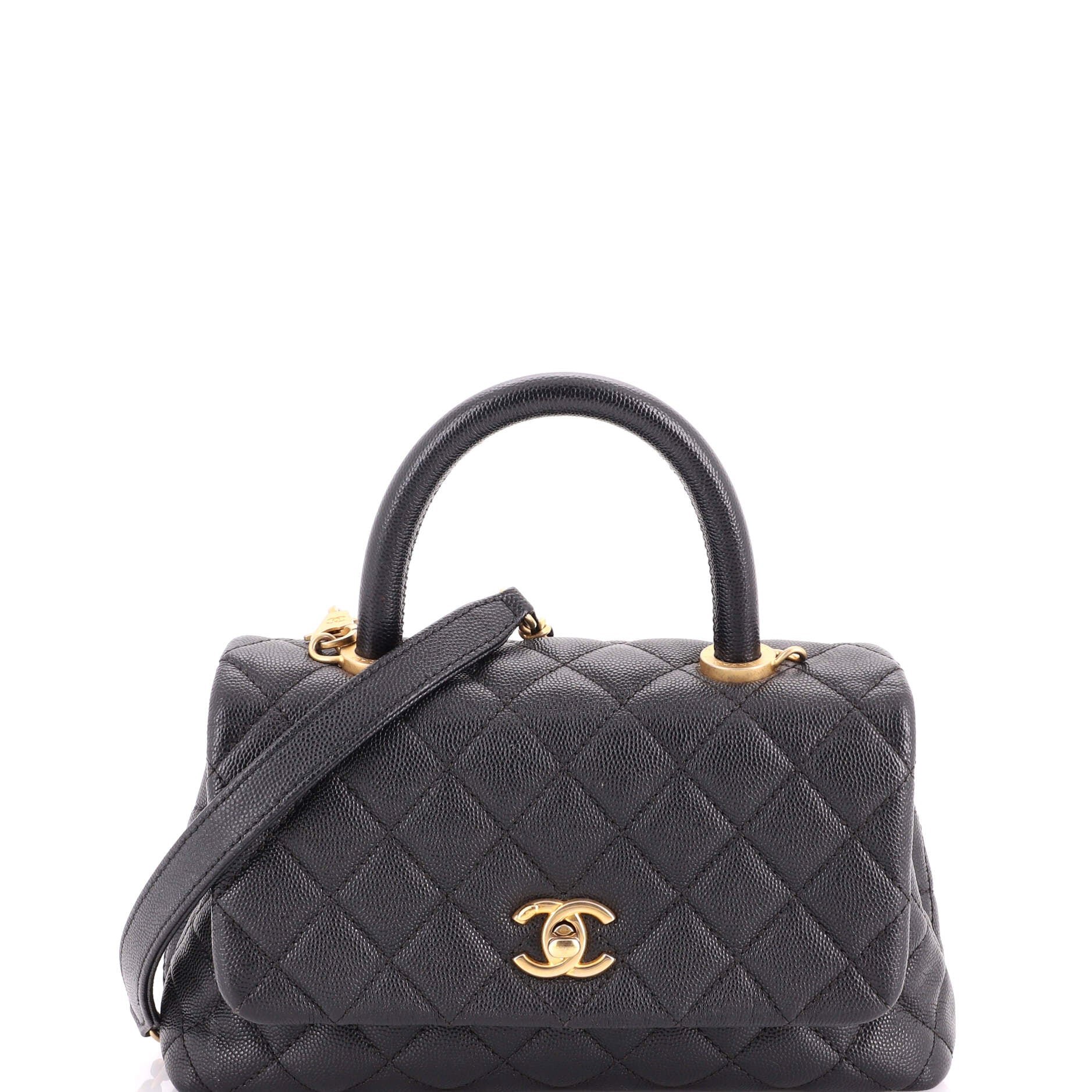 Coco Top Handle Bag Quilted Caviar Mini