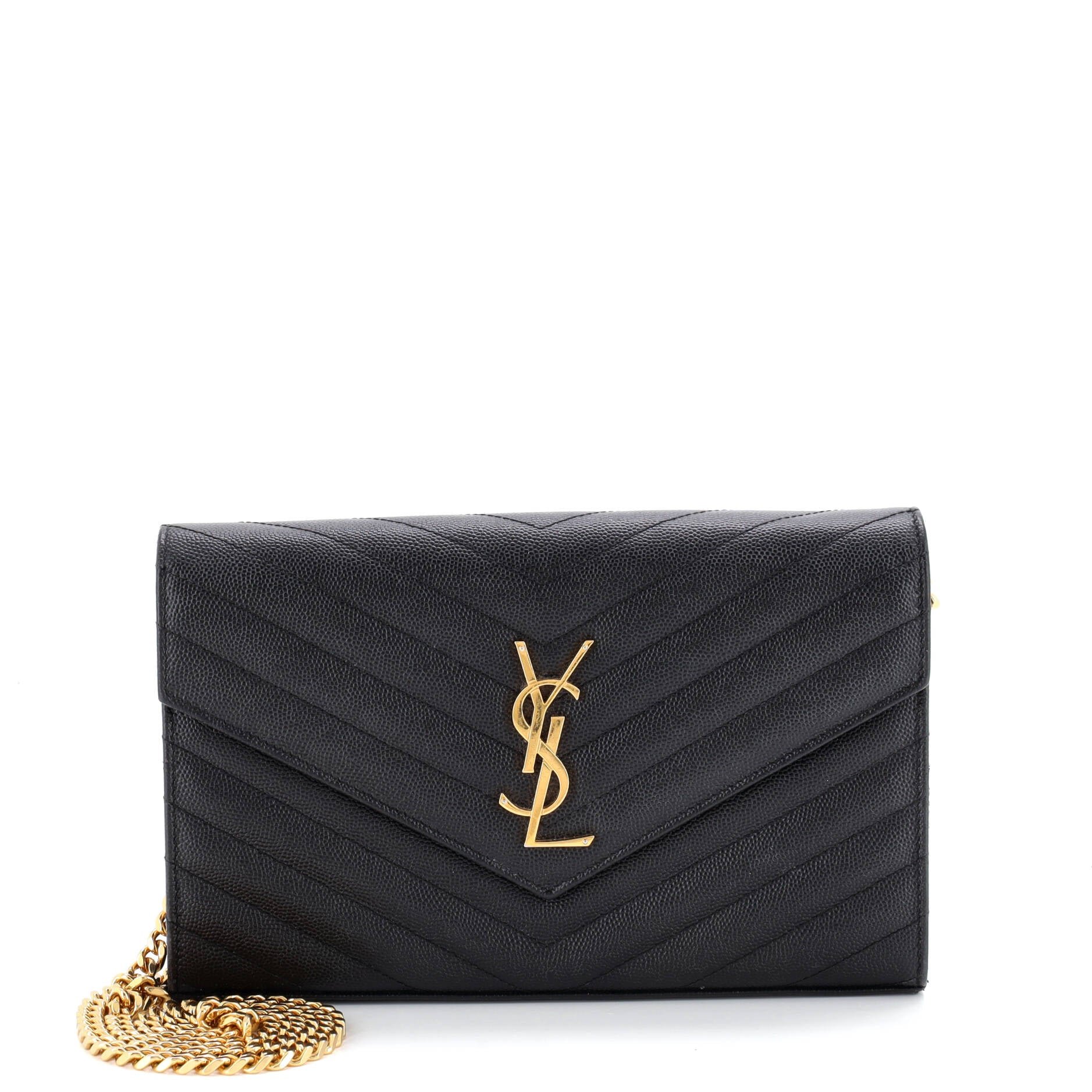 Classic Monogram Wallet on Chain Matelasse Chevron Leather Medium