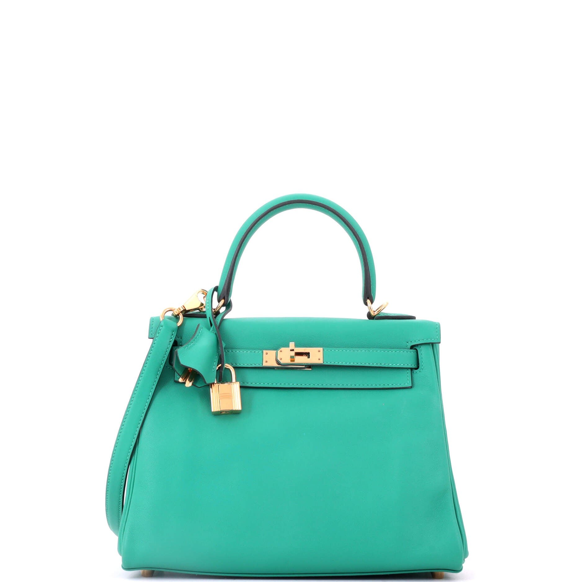 Hermes Kelly Handbag Vert Verone Swift with Gold Hardware 25