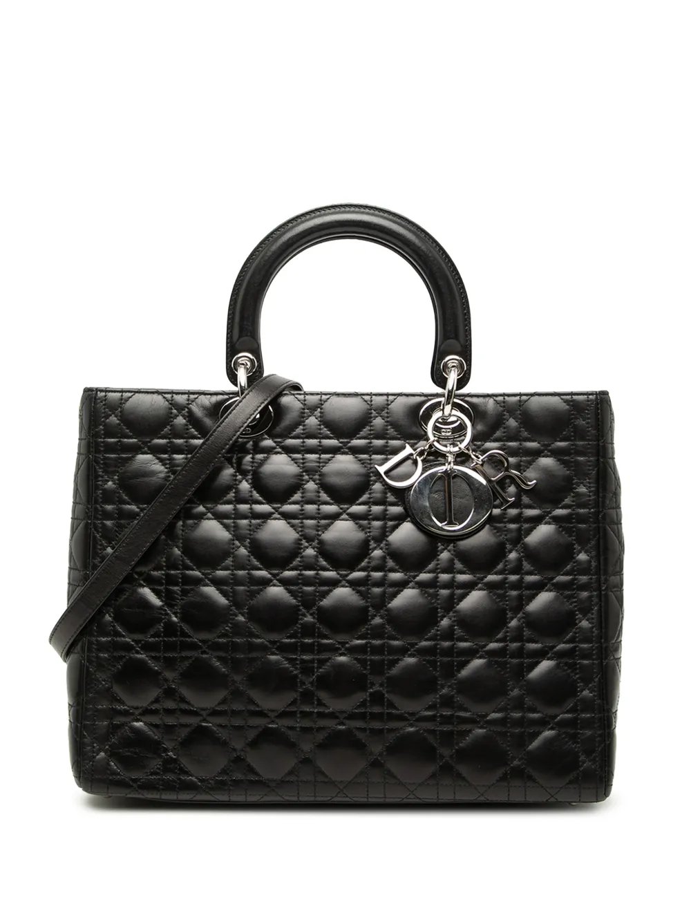 2002 Large Lambskin Cannage Lady Dior satchel