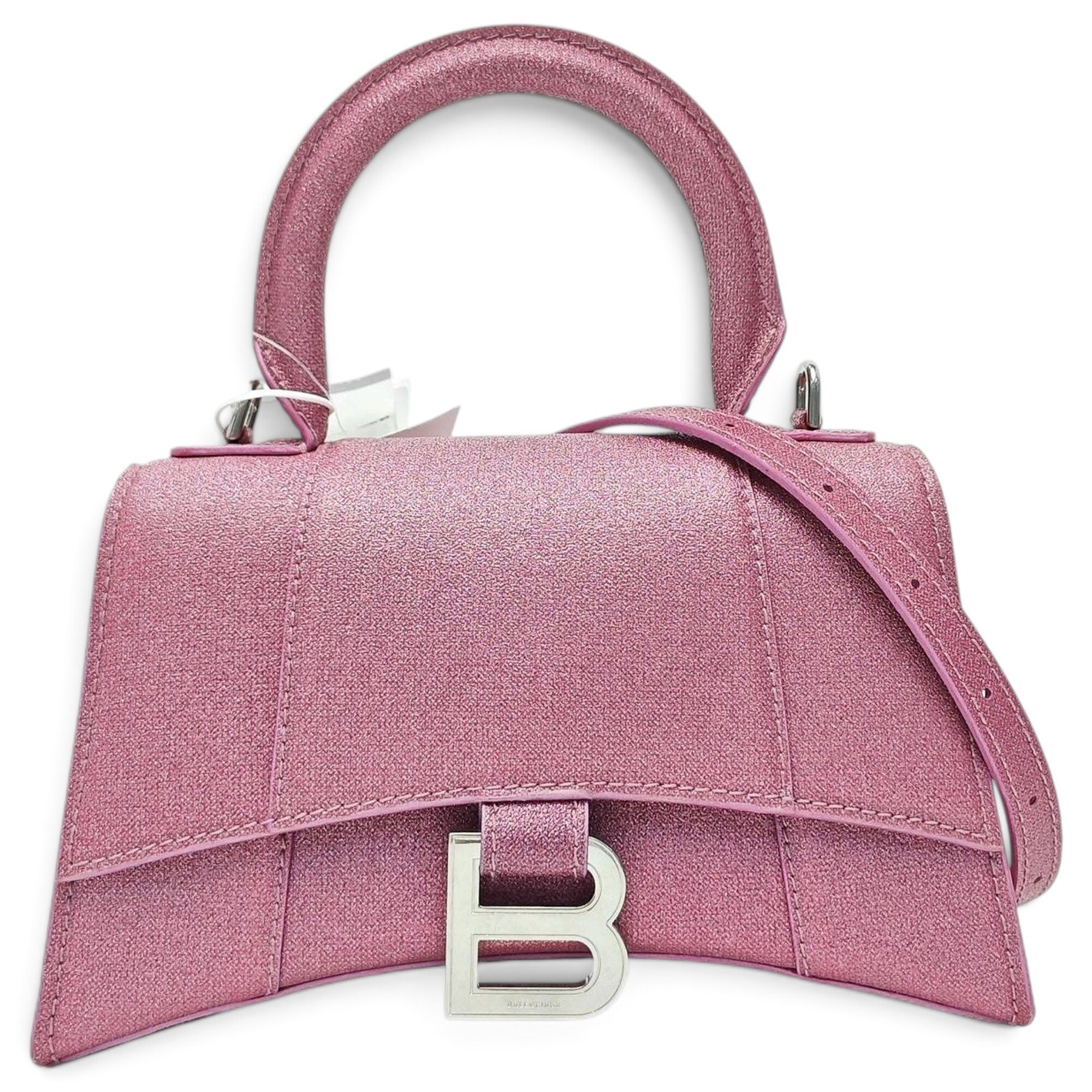 Hourglass leather handbag