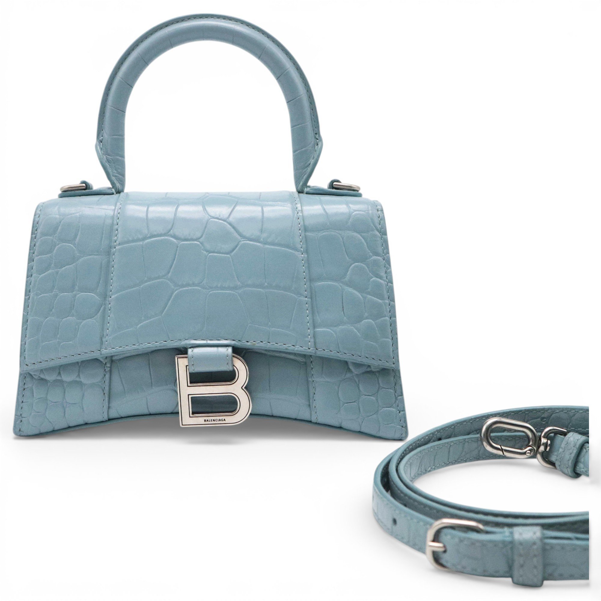 Hourglass leather handbag