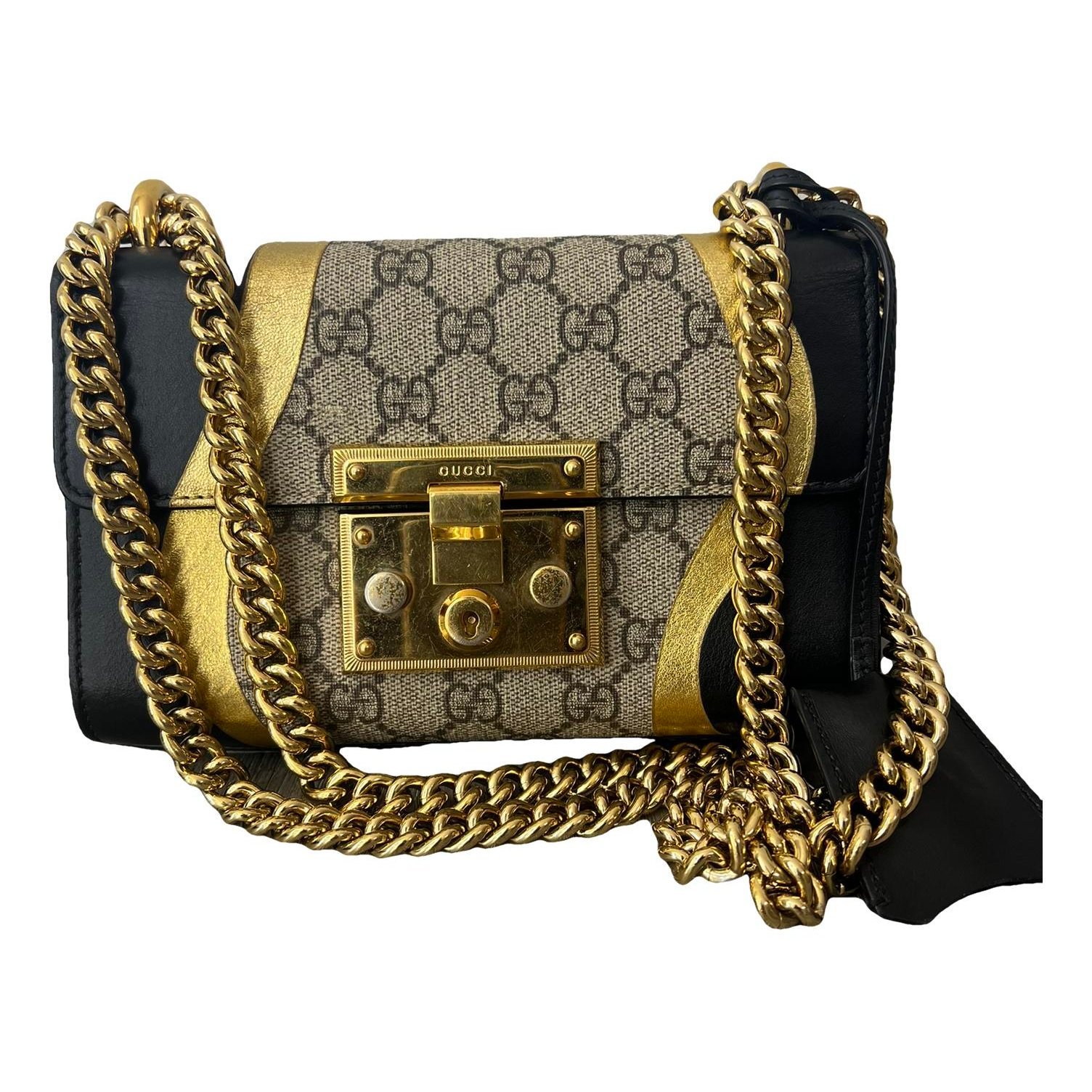 Padlock leather handbag