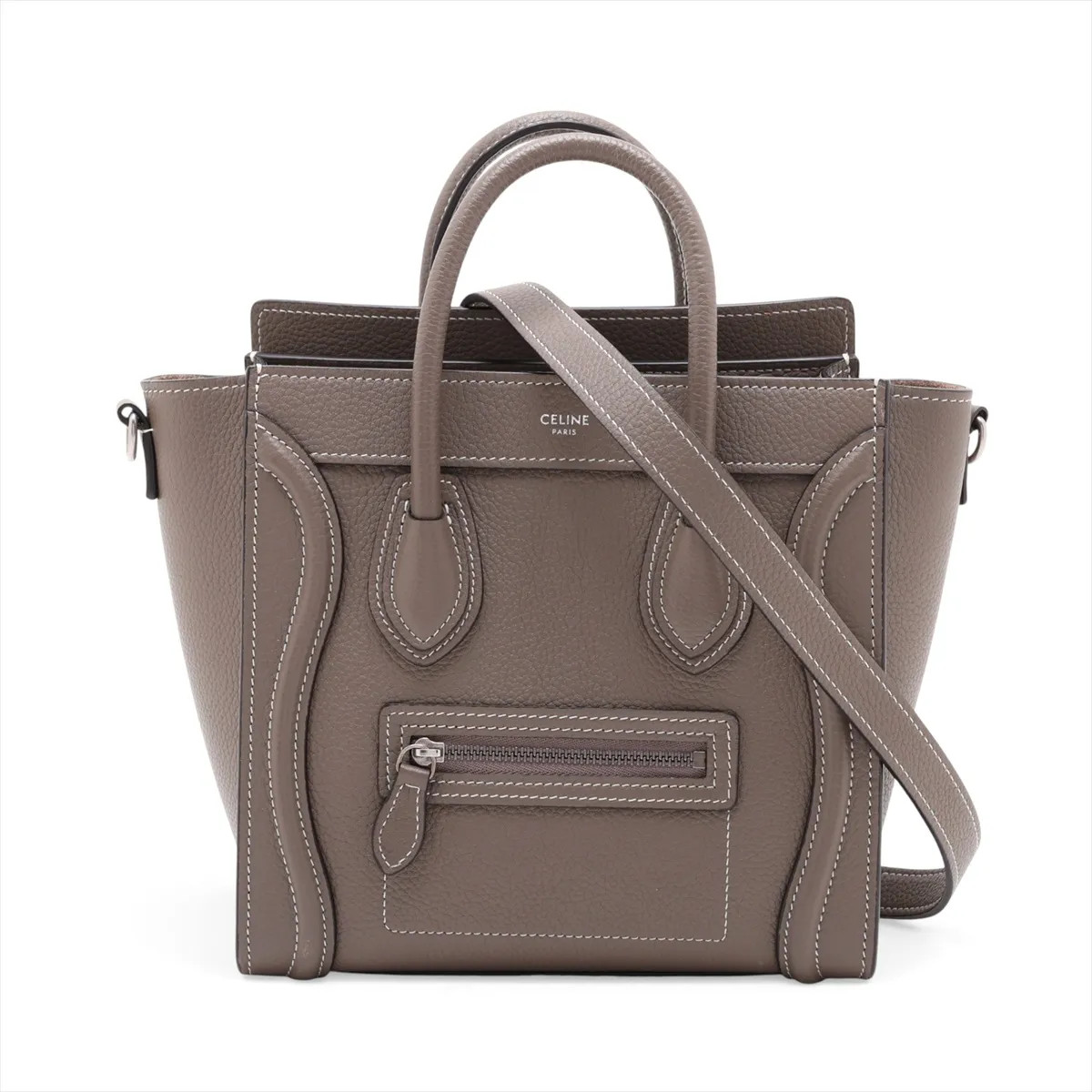 Celine Luggage Nano shopper Leather 2 Way Handbag Gray